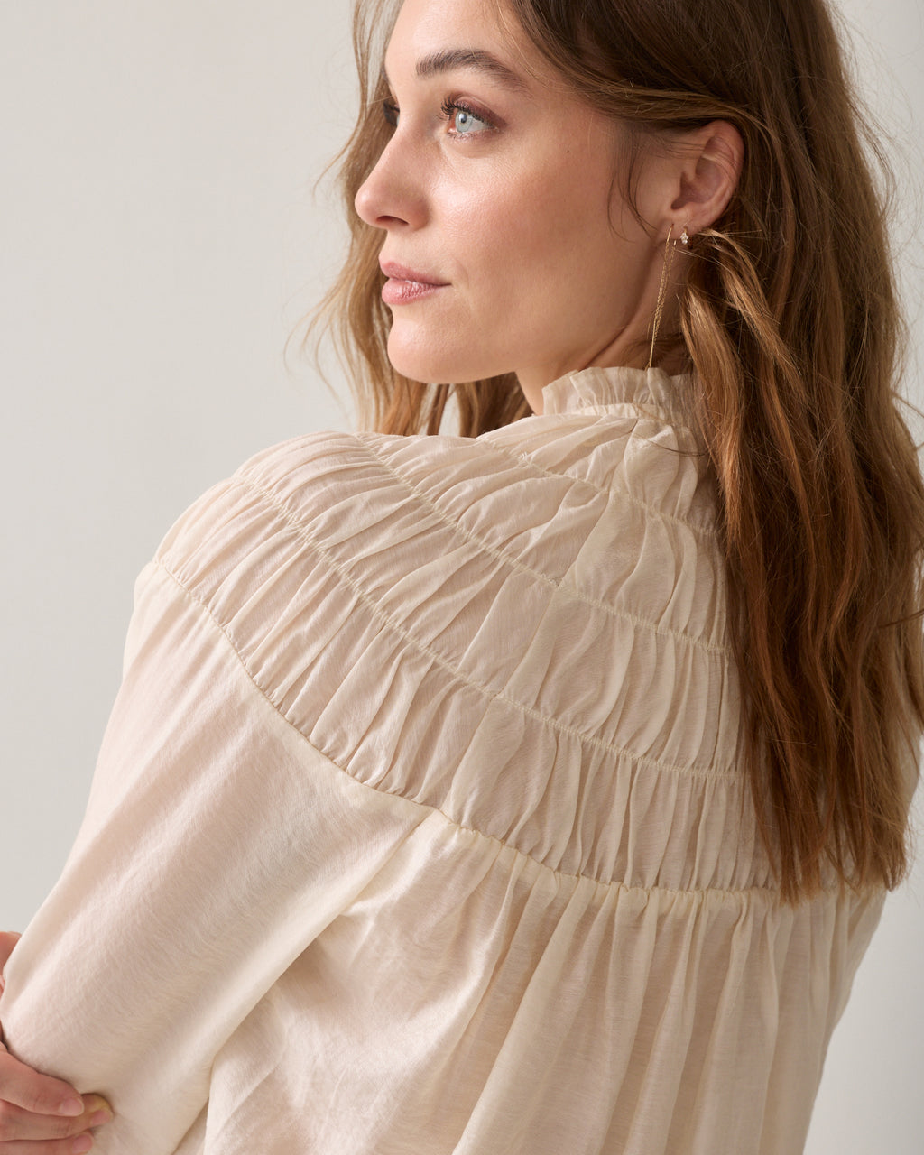 Smocked top with ruffles
