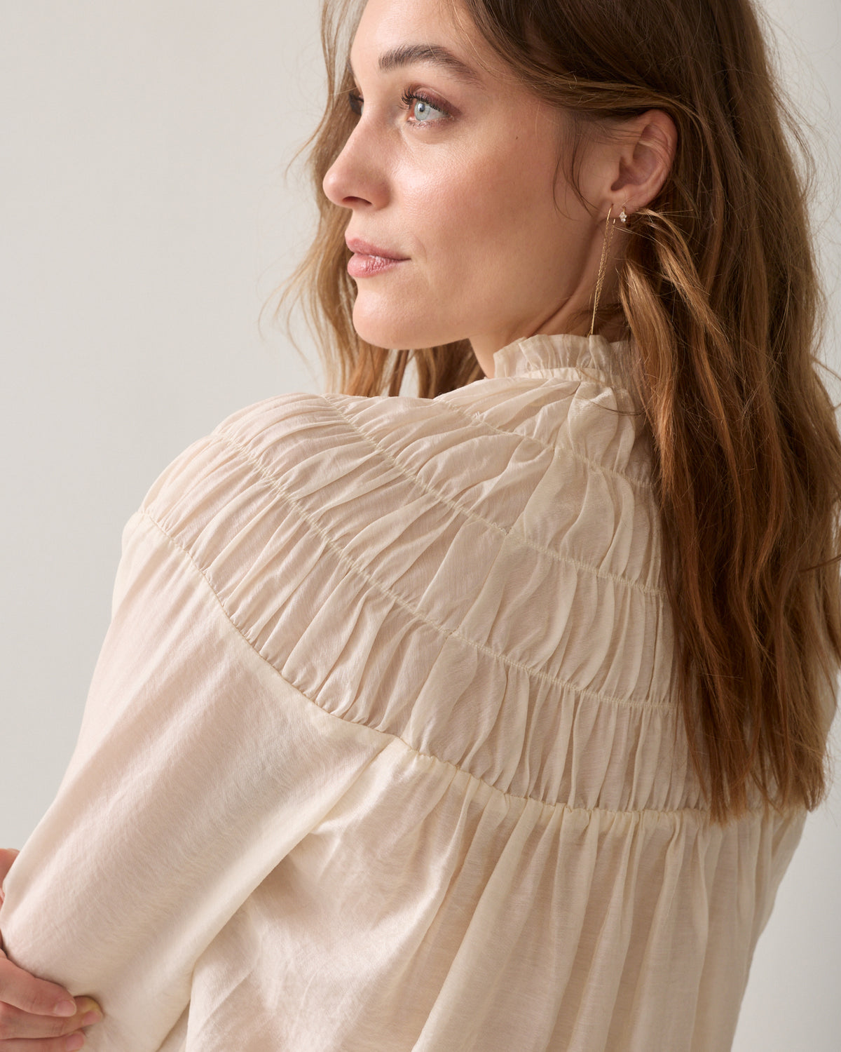Smocked top with ruffles