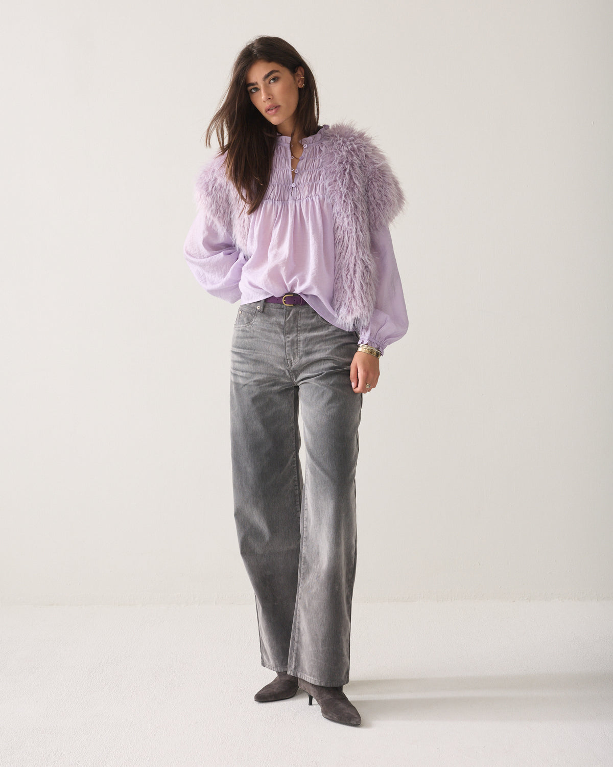 Smocked top with ruffles