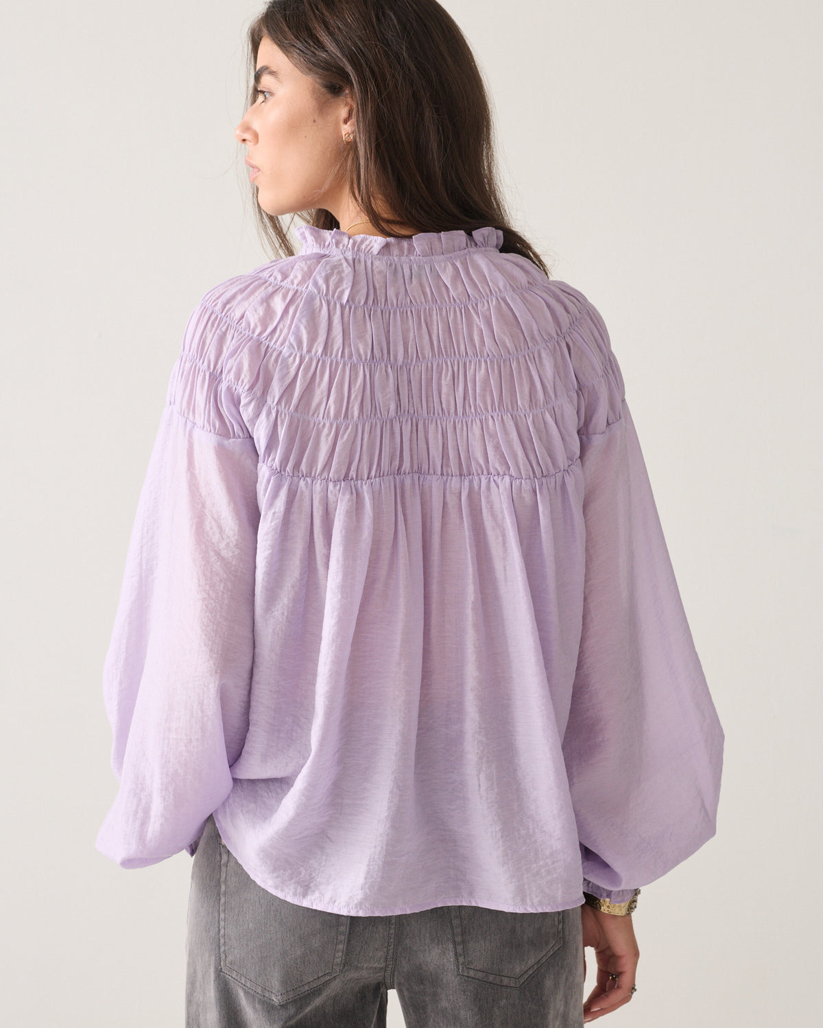 Smocked top with ruffles