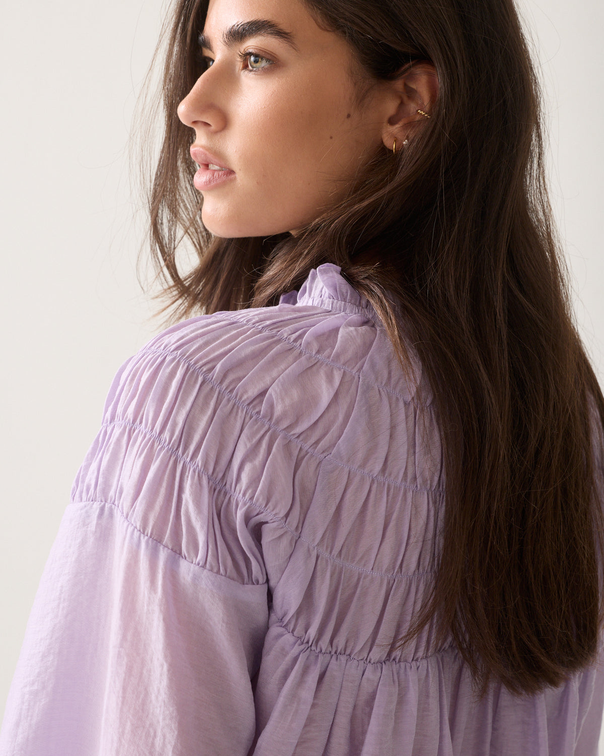 Smocked top with ruffles