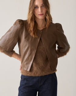 Faux leather blouse jacket