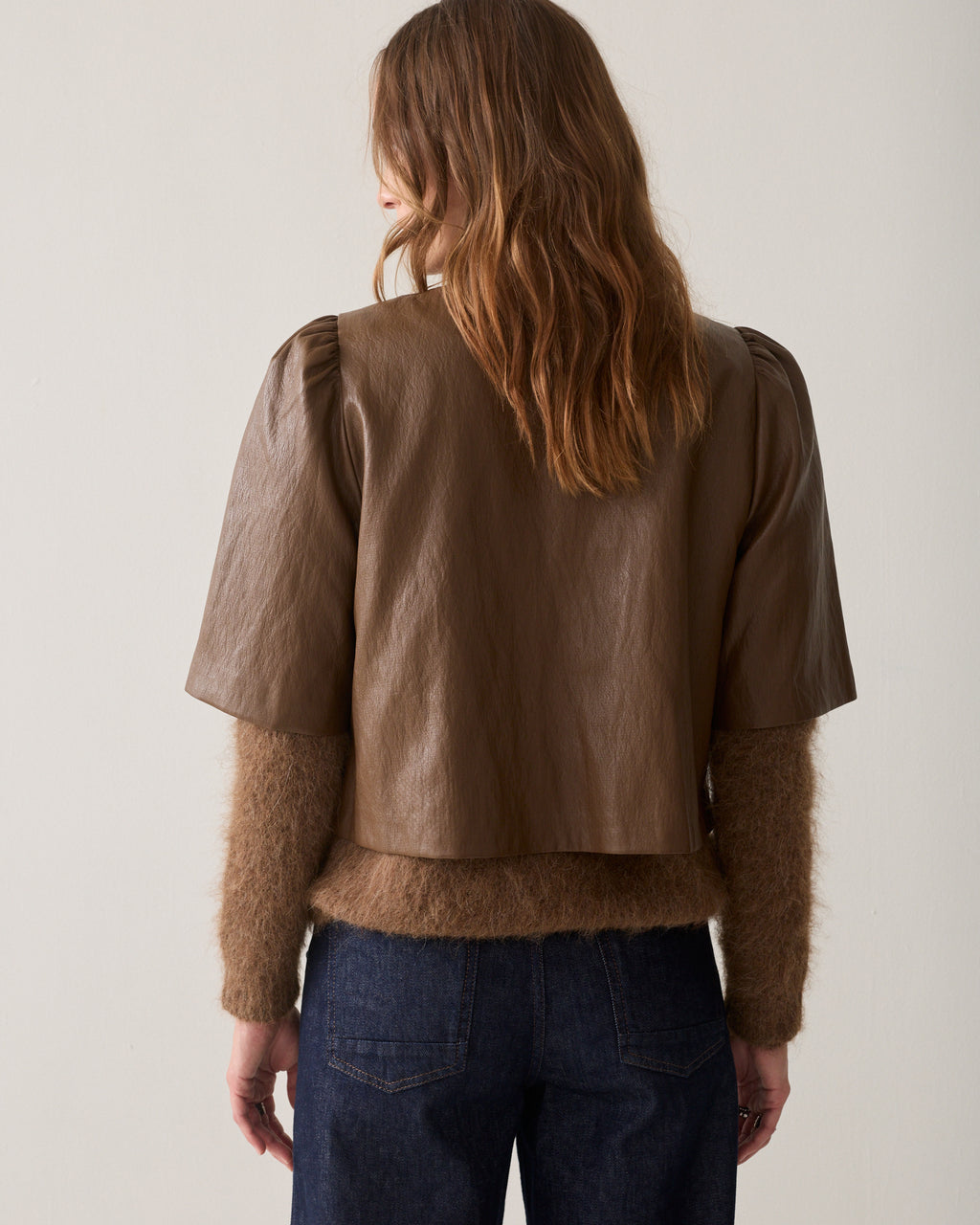 Faux leather blouse jacket