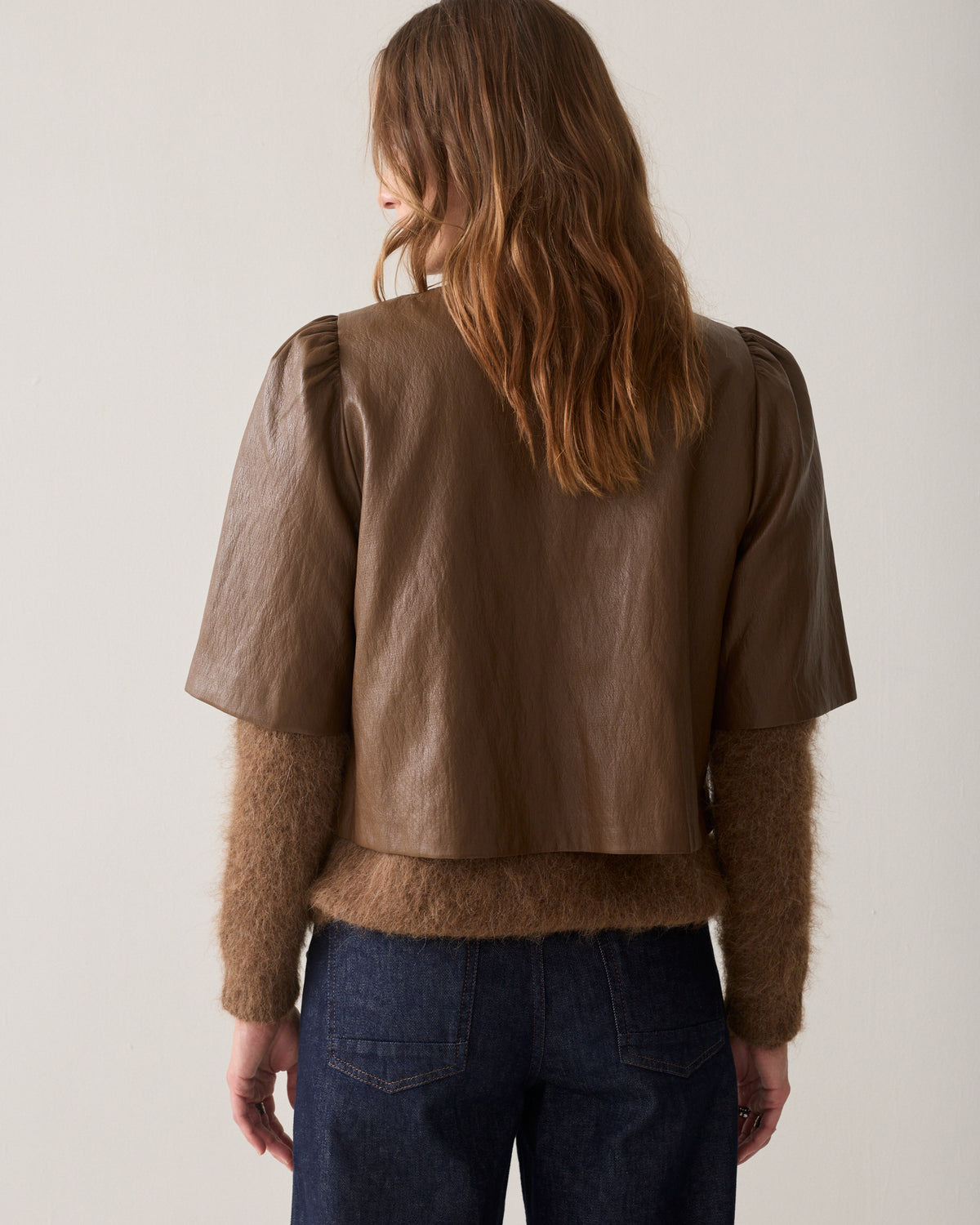 Faux leather blouse jacket