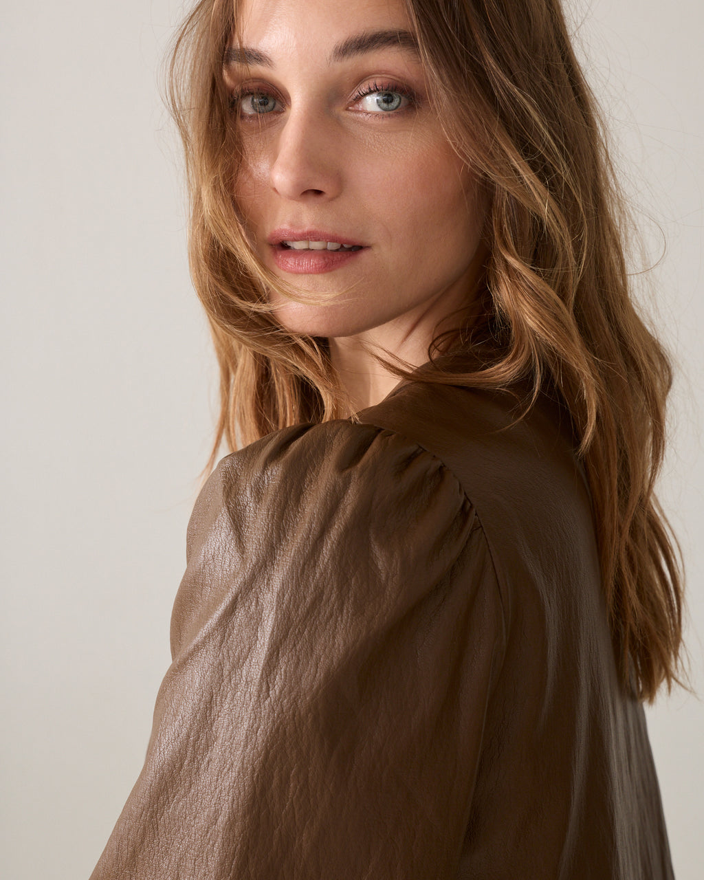 Faux leather blouse jacket