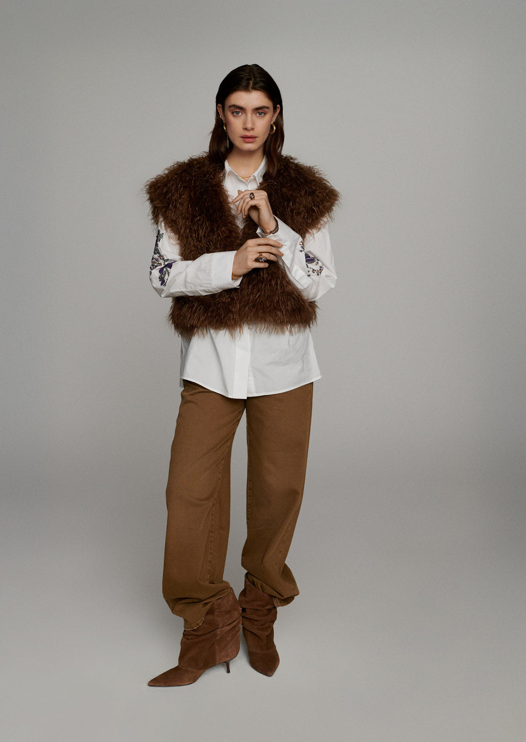 Boyfriend-Bluse mit Pailletten