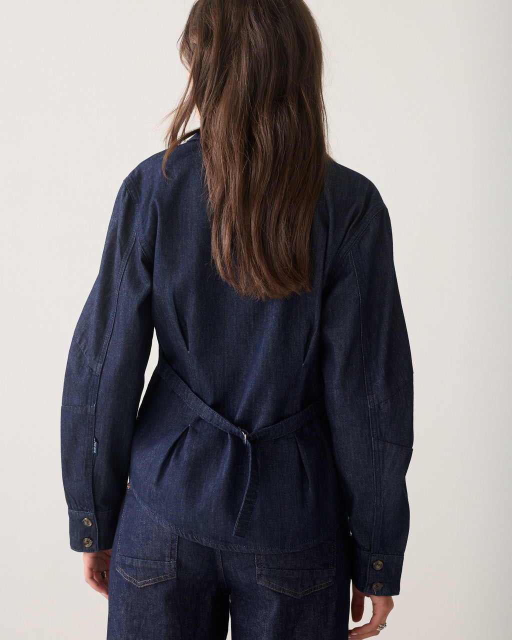 Denim blouse ballonmouw