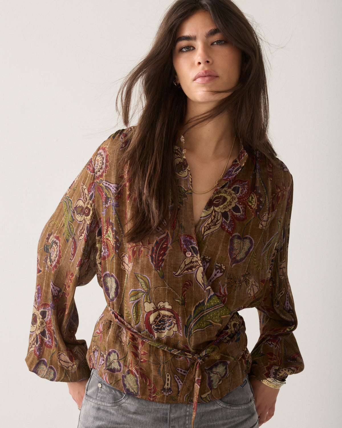 Wrapblouse met print