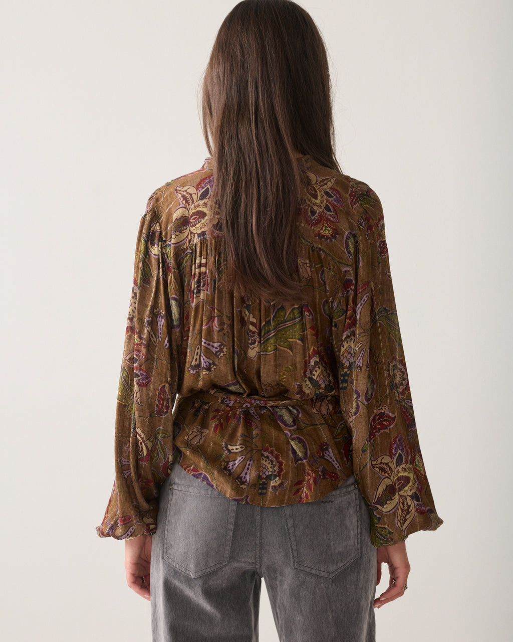 Wrap blouse with print