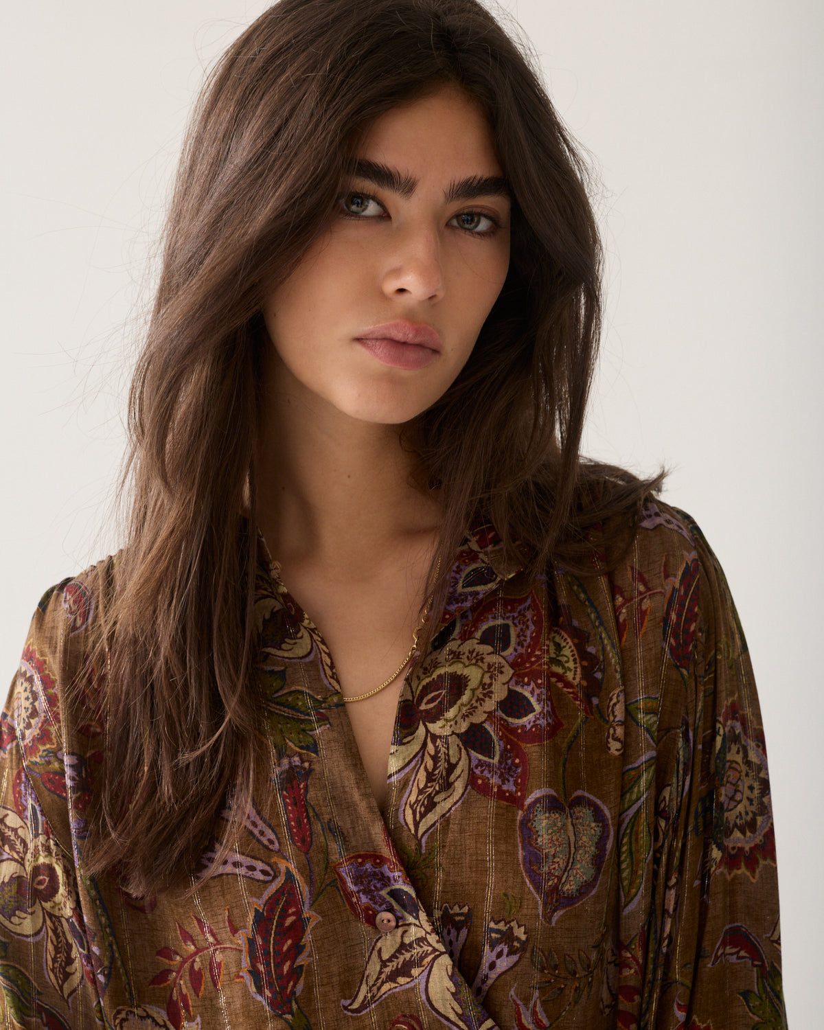 Wrap blouse with print
