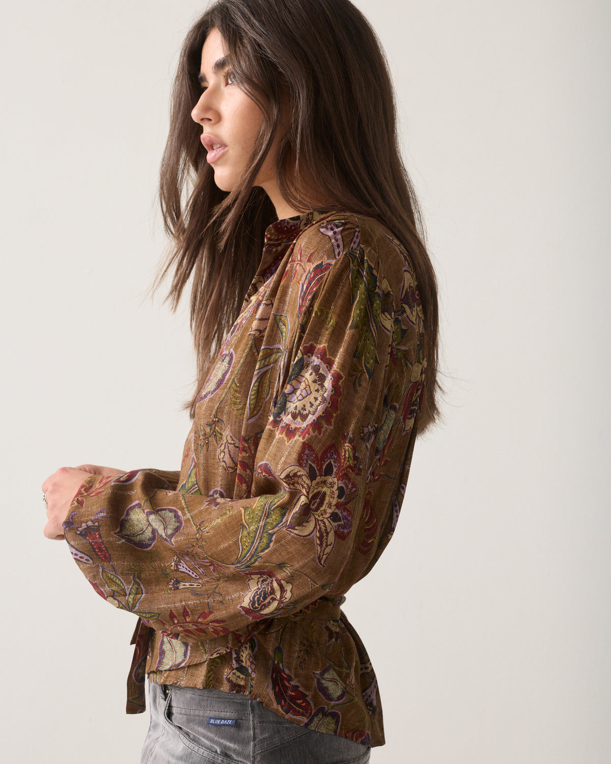 Wrap blouse with print