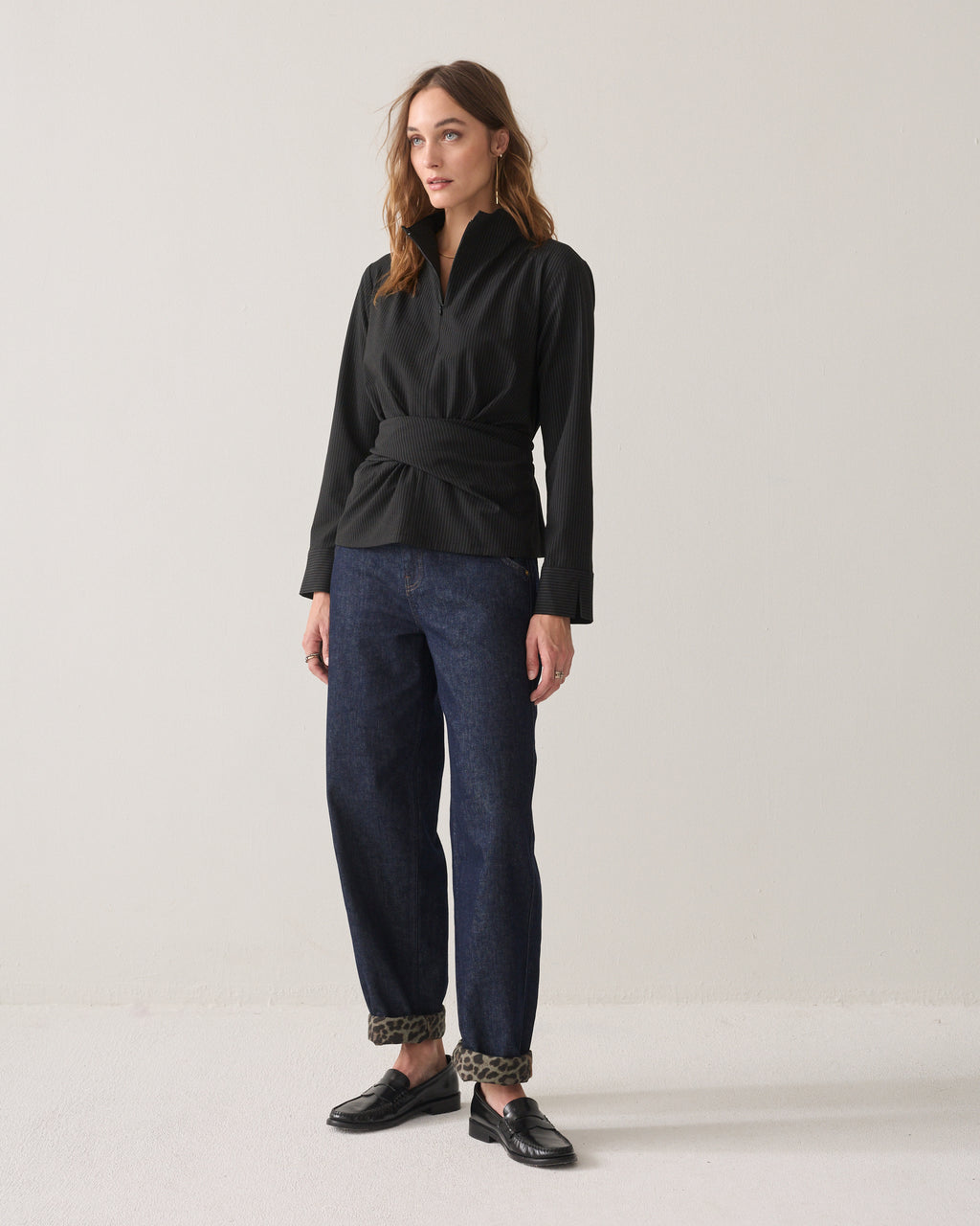 Pinstripe wrap top