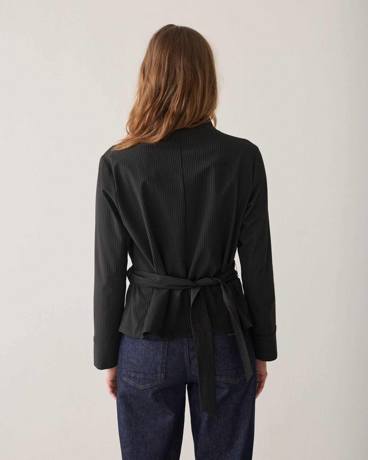 Pinstripe wrap top