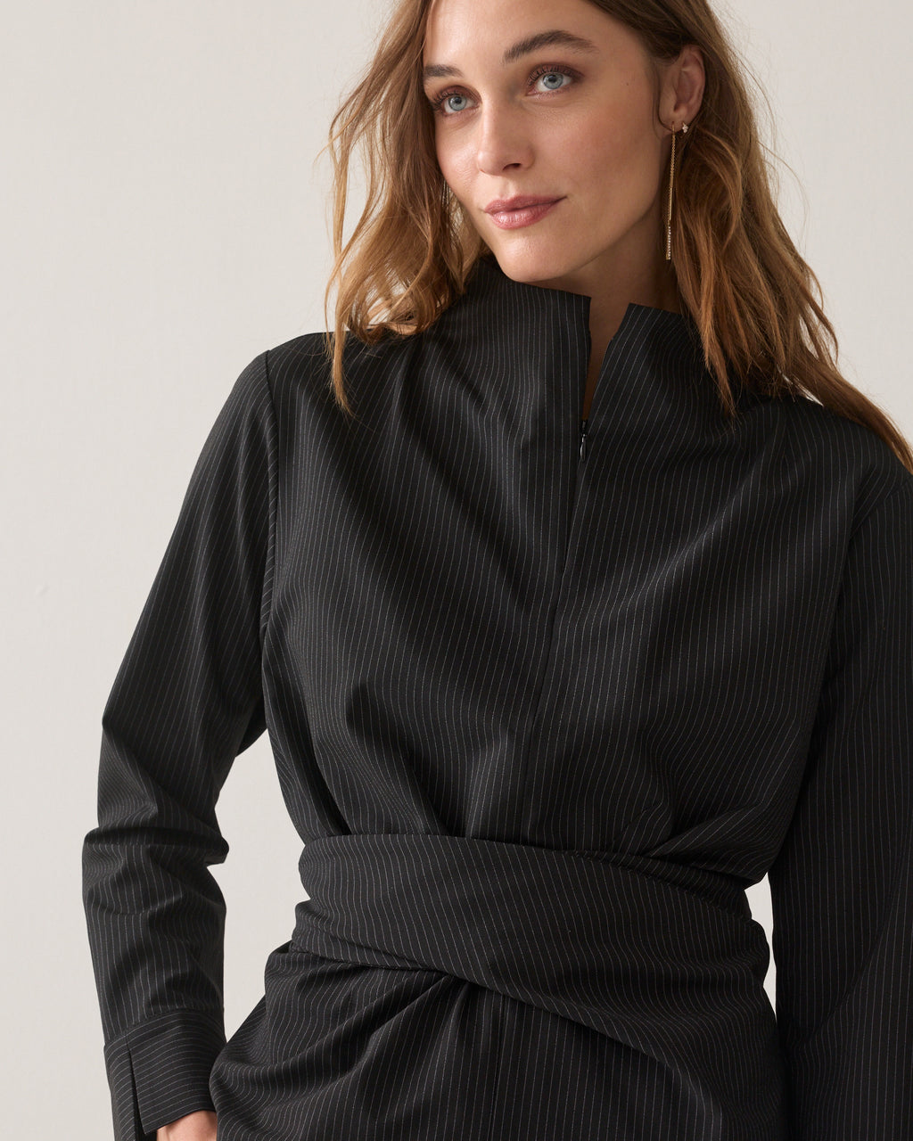 Pinstripe wrap top