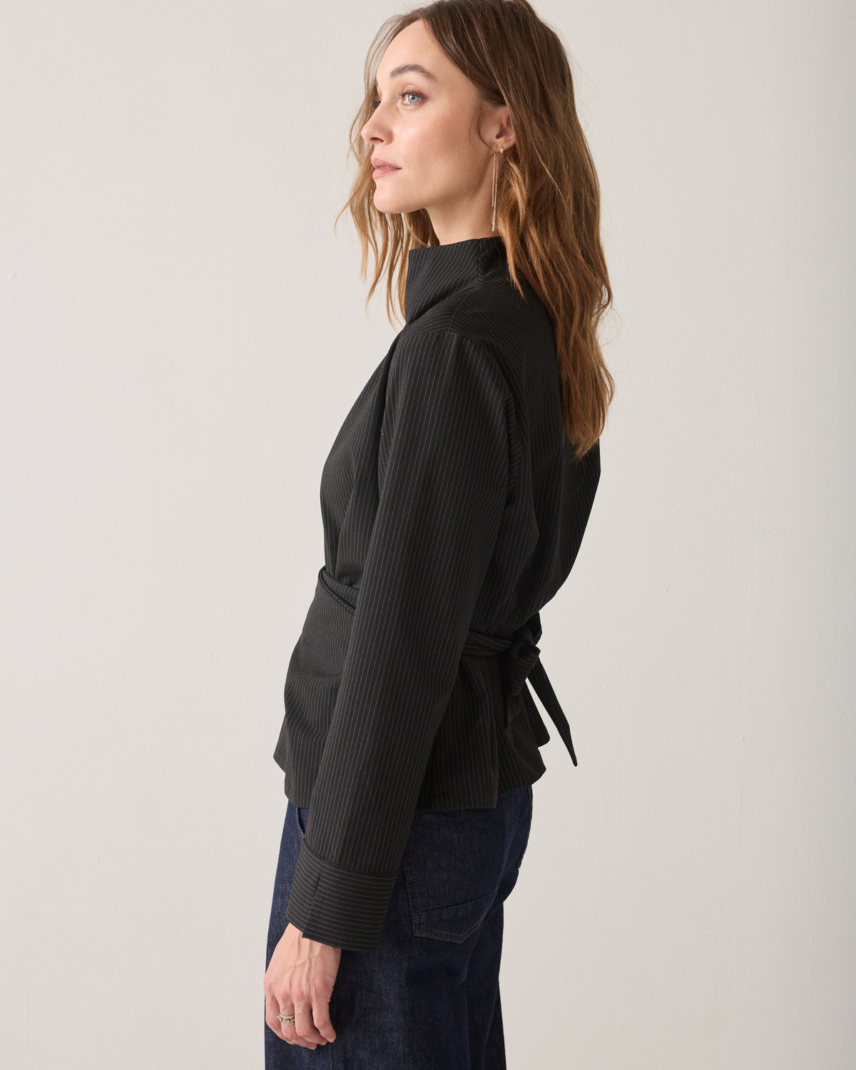 Pinstripe wrap top