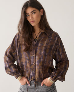 Cropped blouse misty flower