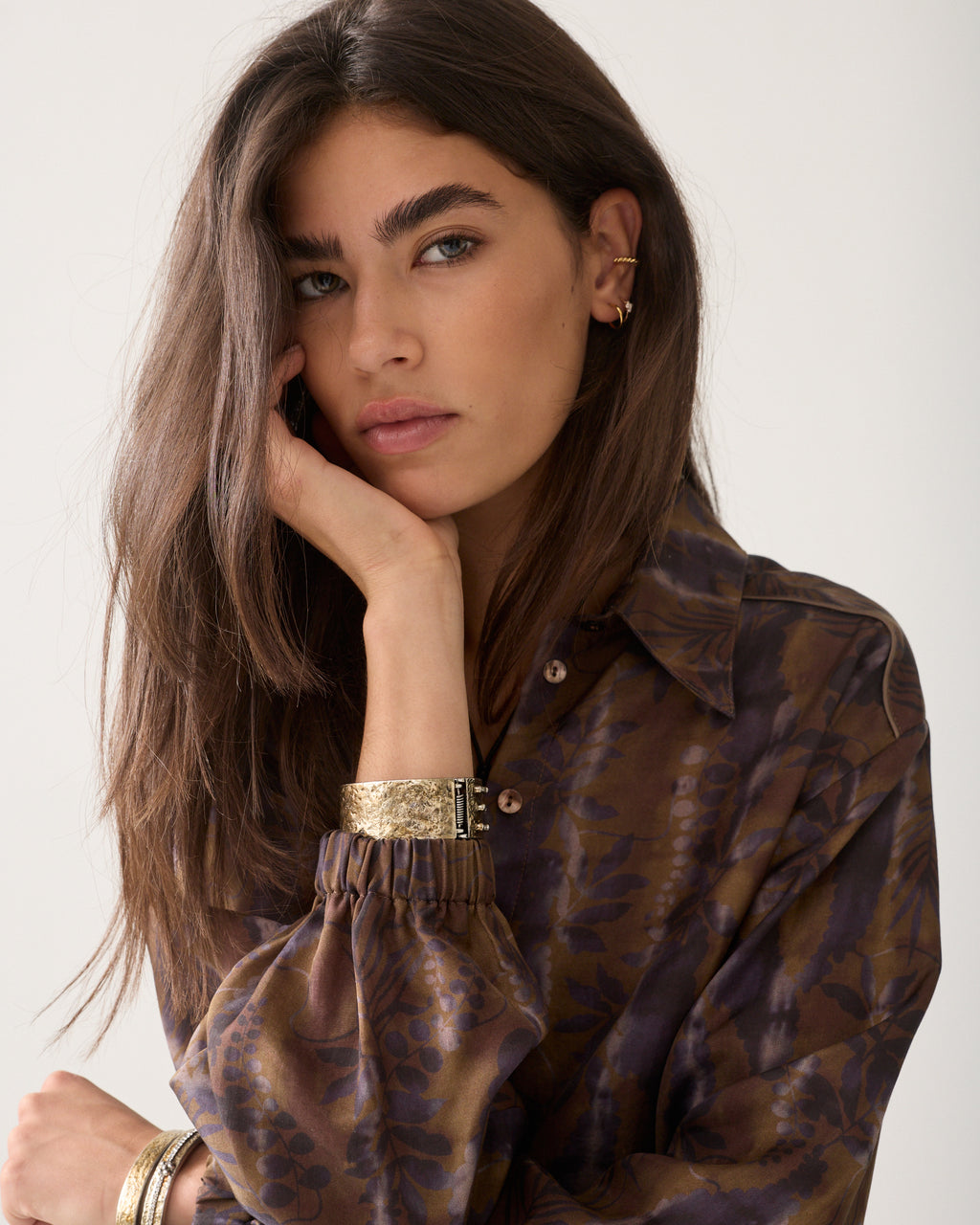 Misty flower cropped blouse