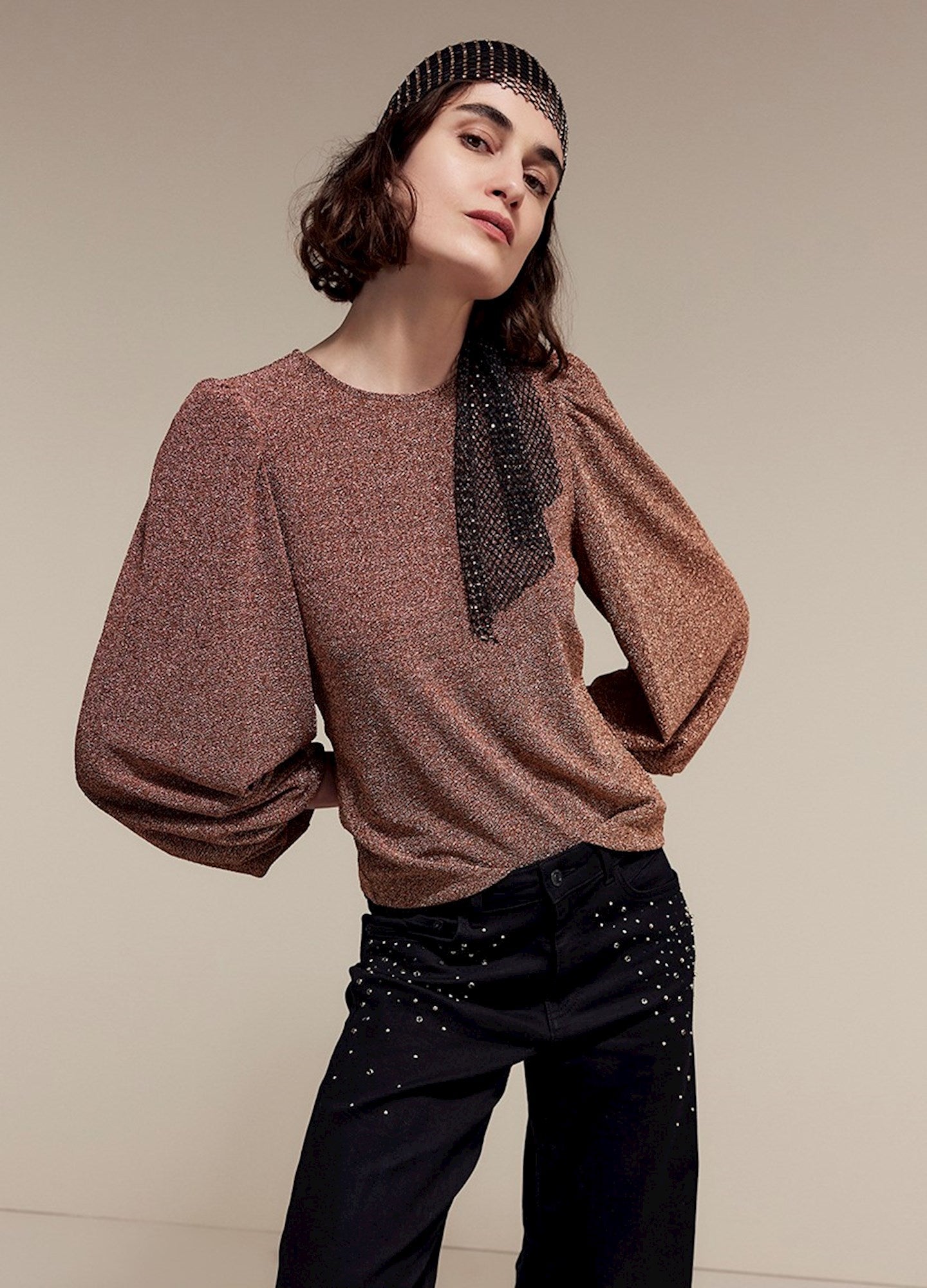 Glittery long-sleeved top