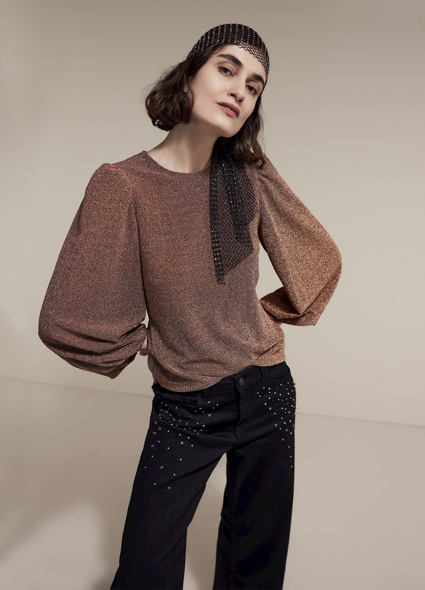 Glittery long-sleeved top