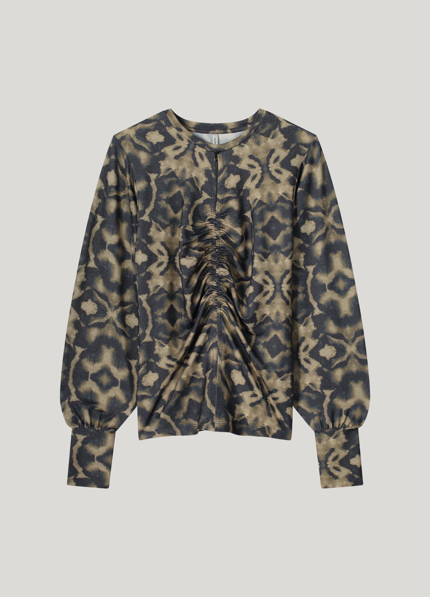 Printed top met balloon mouwen