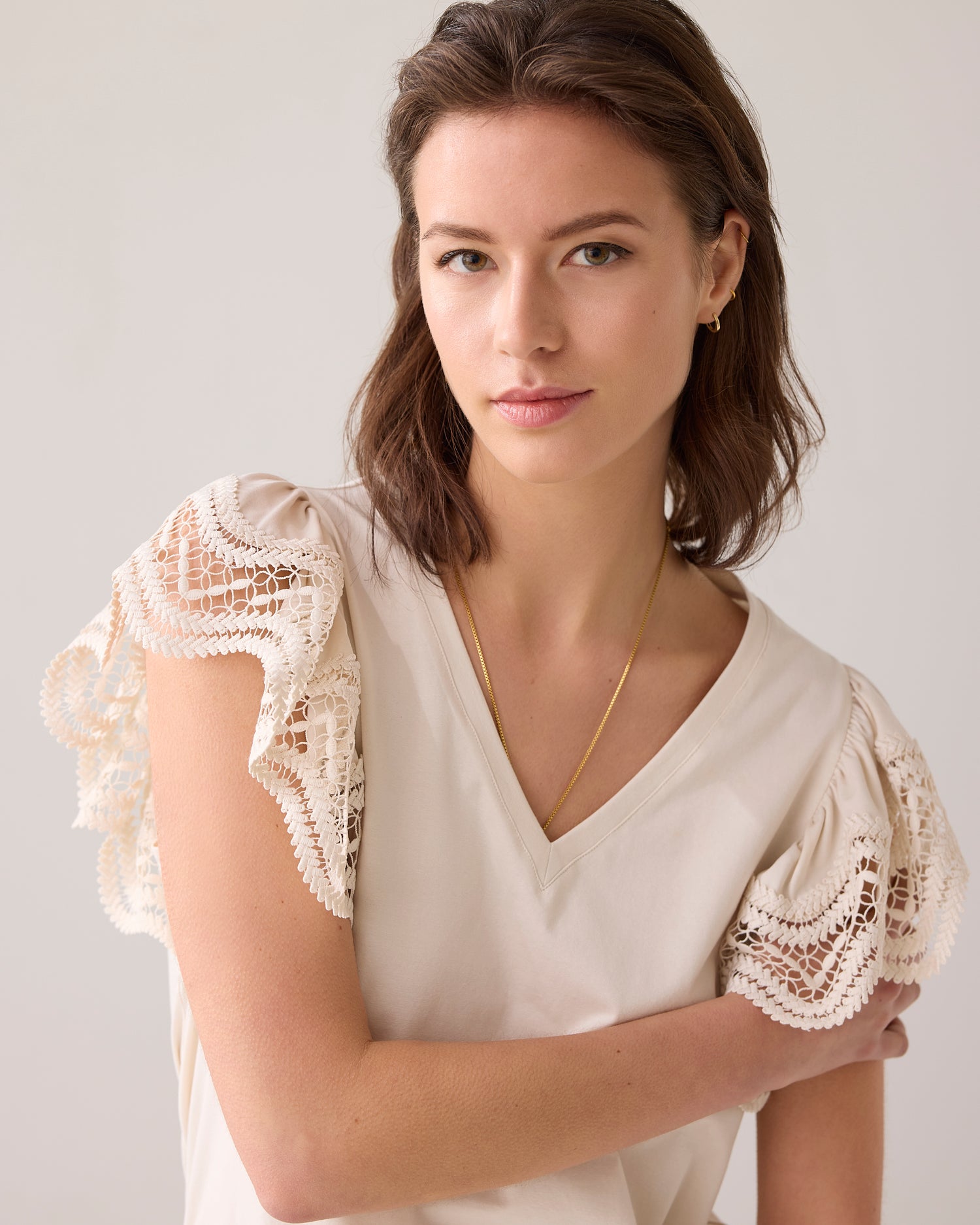 Jersey top with butterfly sleeve