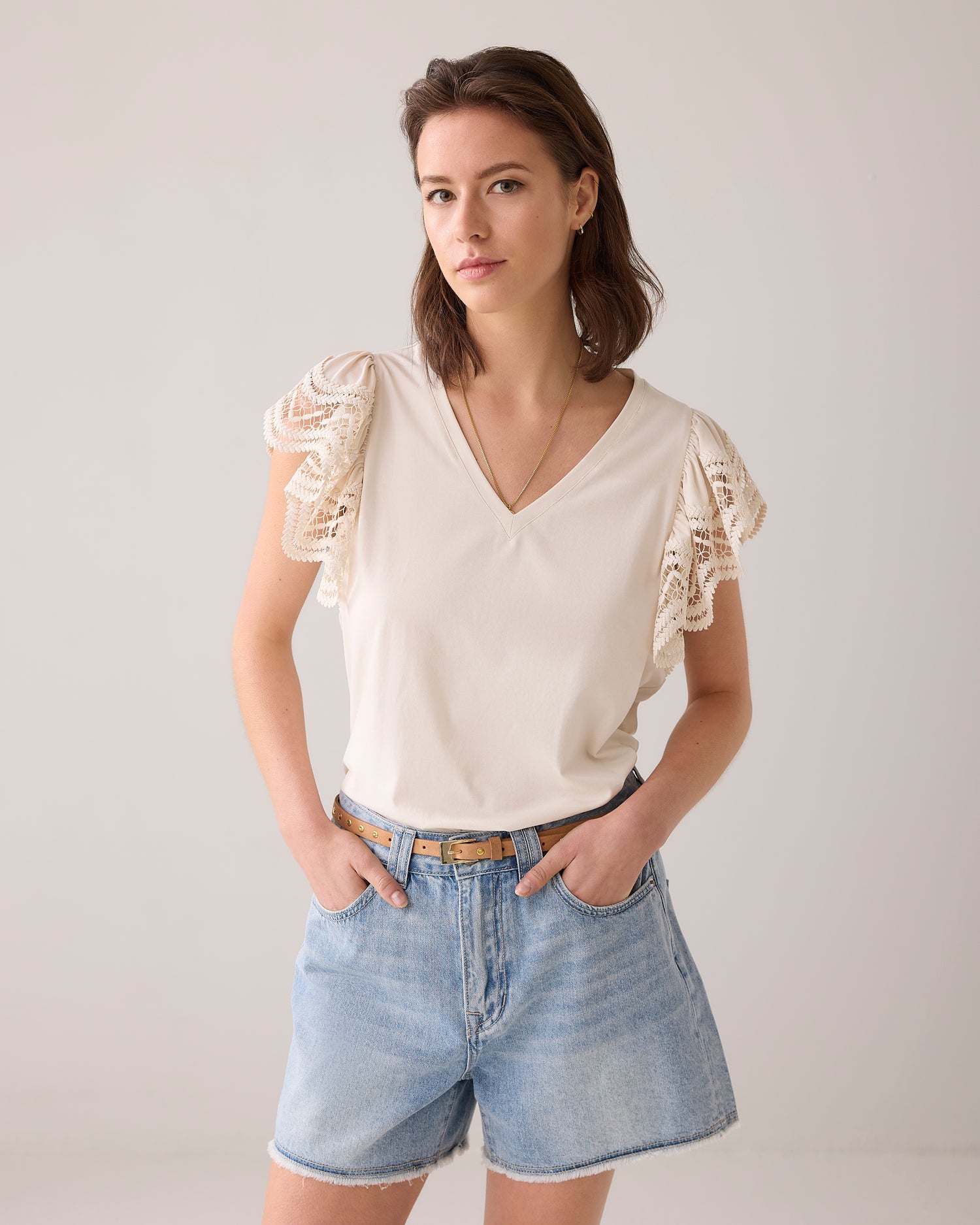 Jersey top with butterfly sleeve