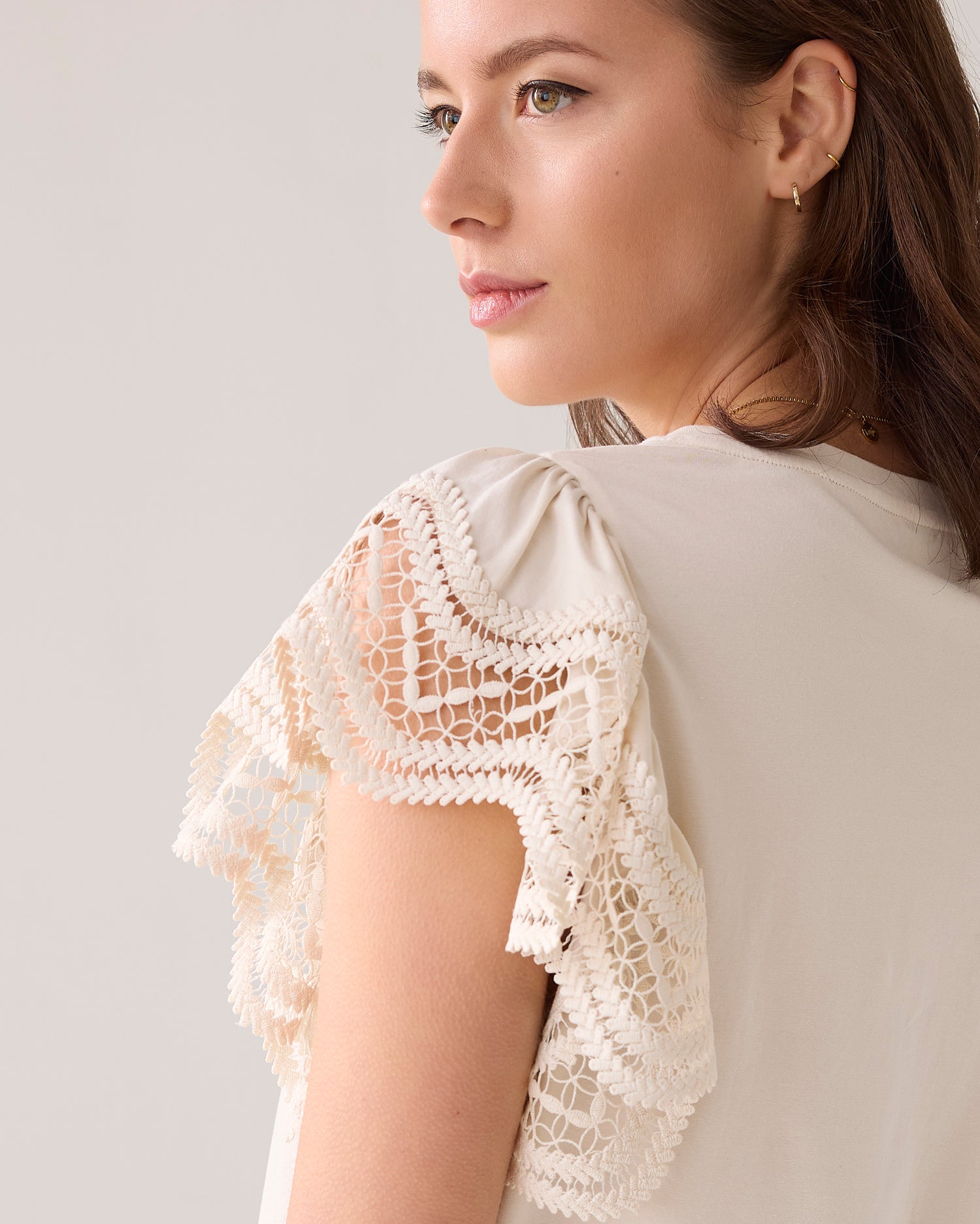 Jersey top with butterfly sleeve