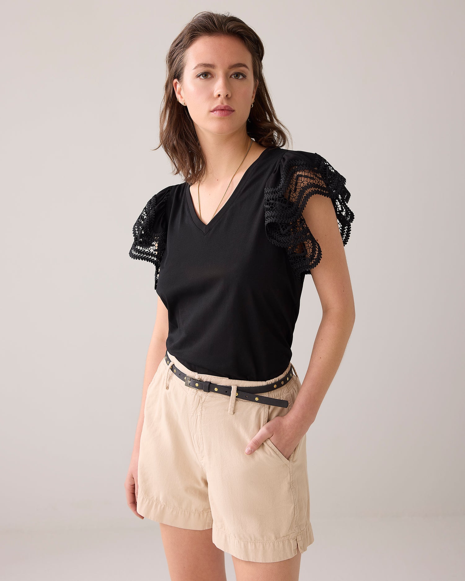 Jersey top with butterfly sleeve