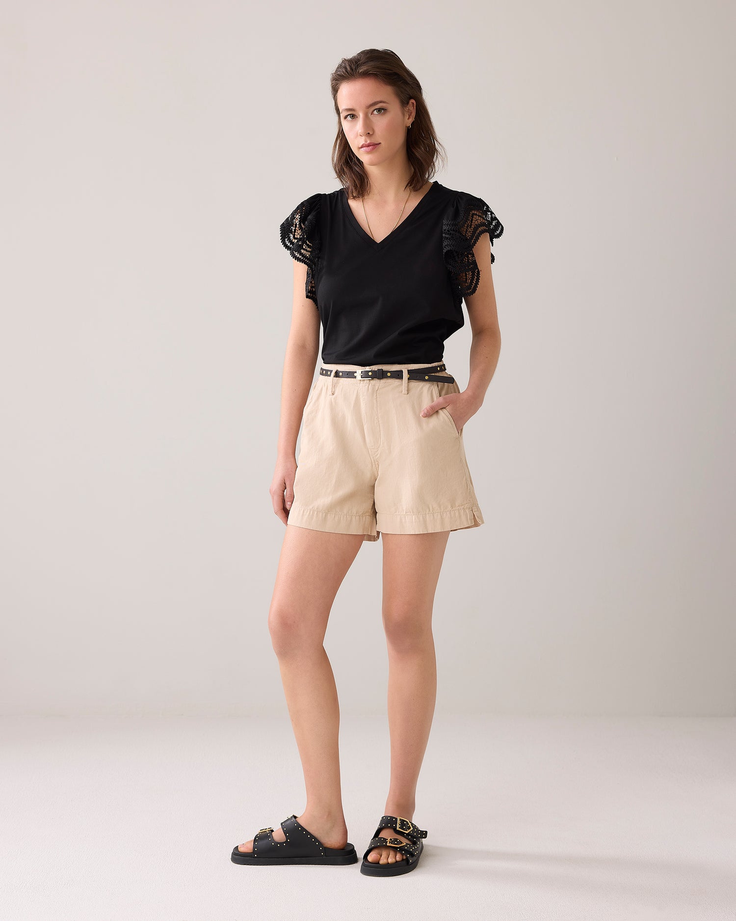 Jersey top with butterfly sleeve