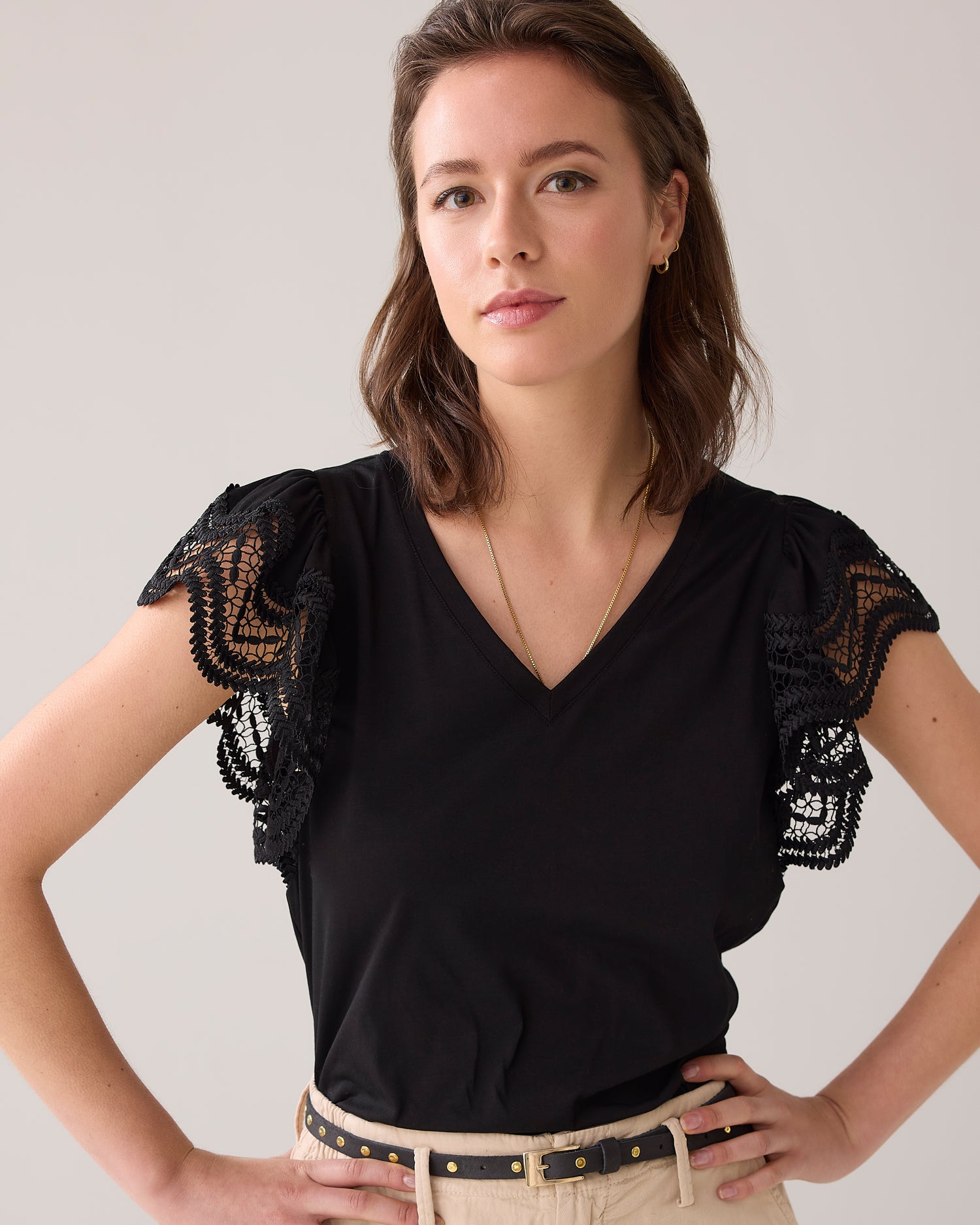 Jersey top with butterfly sleeve