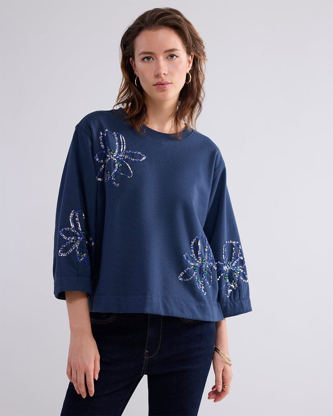 Sweatshirt met 3/4 mouwen