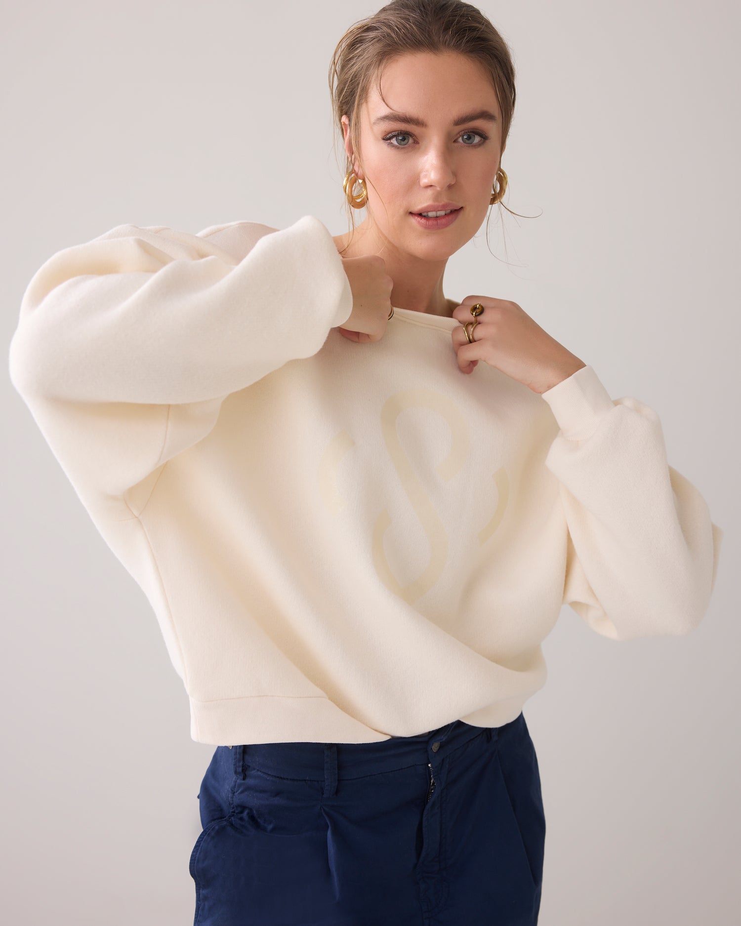 Casual sweater met logo