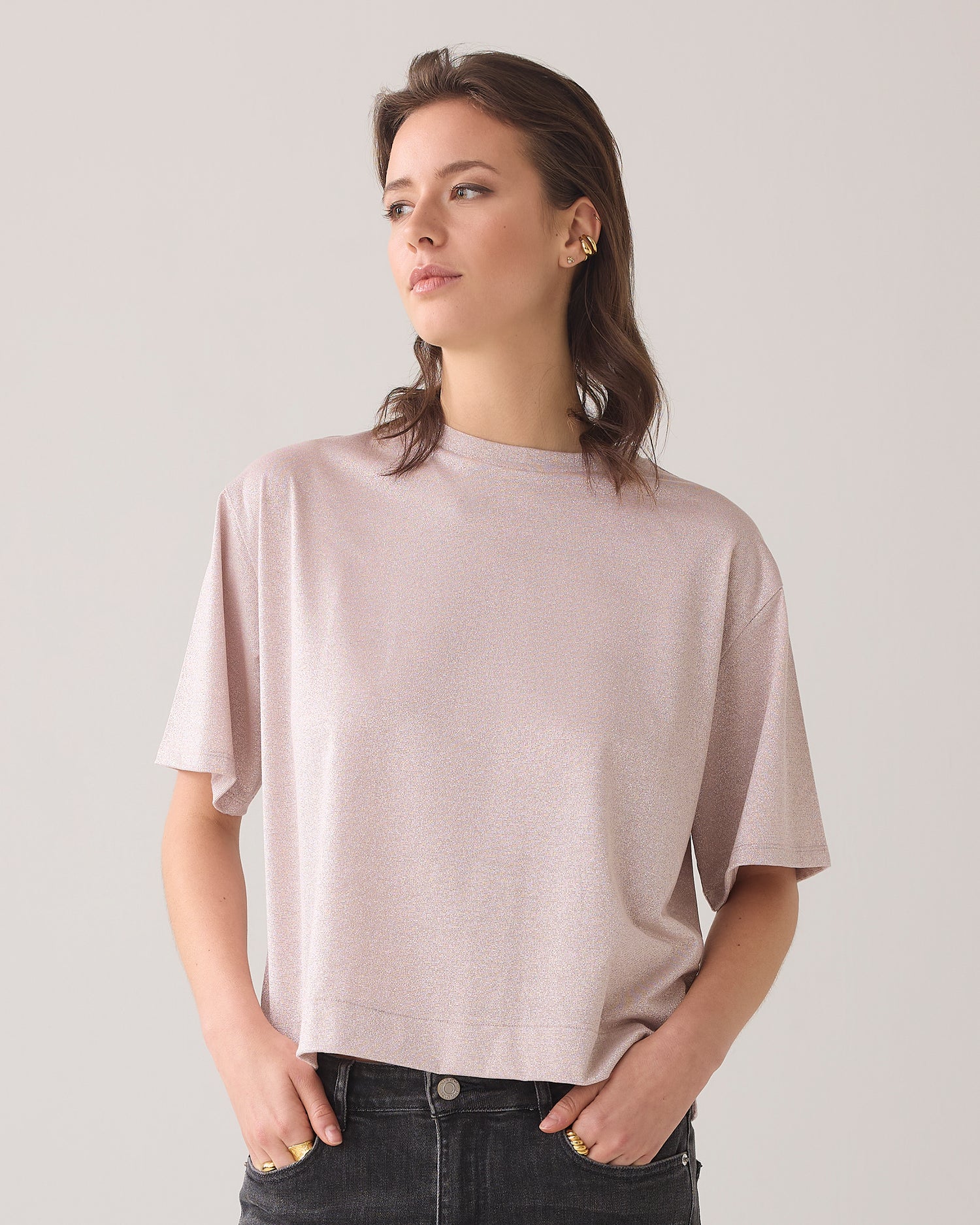 Boxy top van lurex jersey