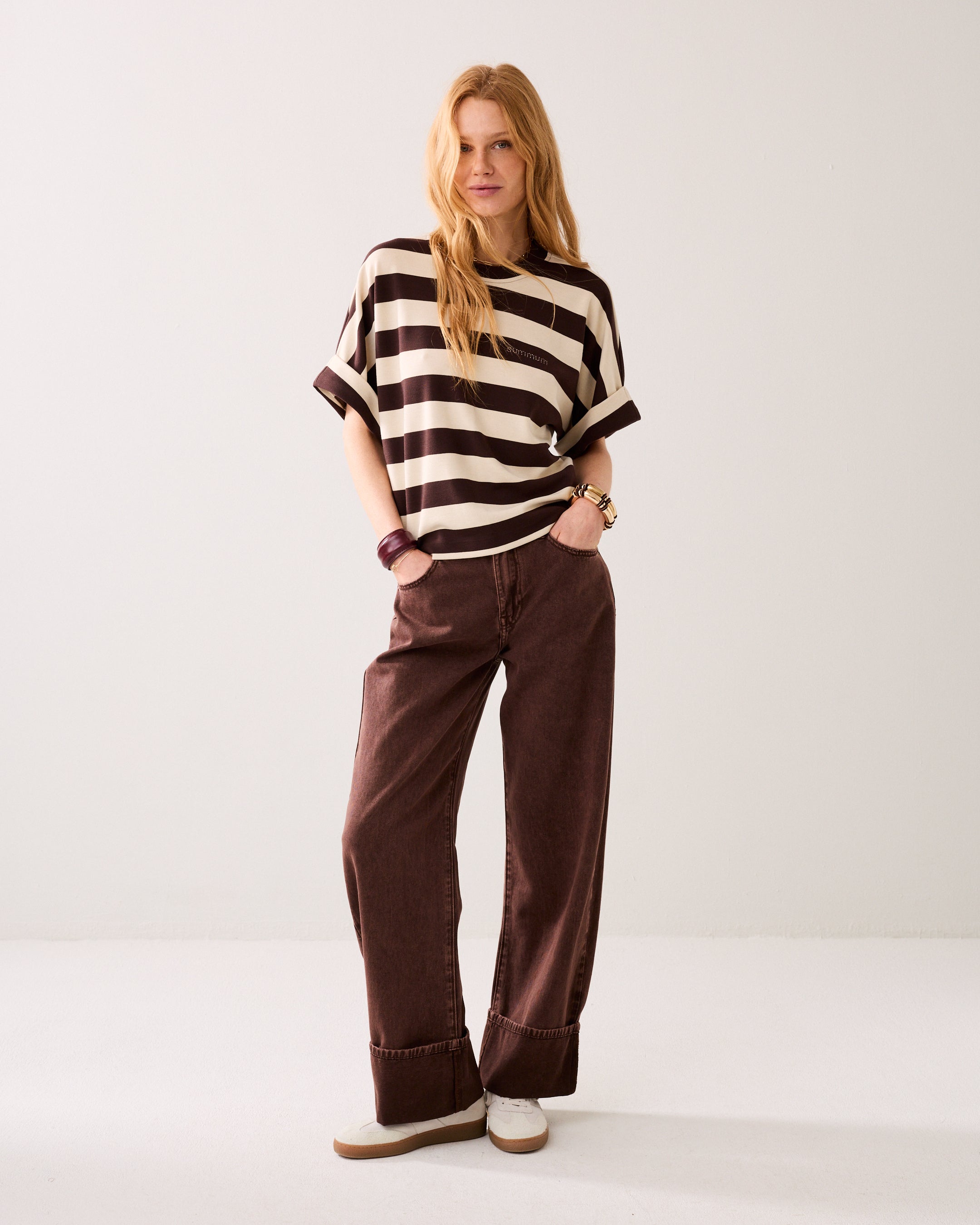 Gestreepte heavy jersey top