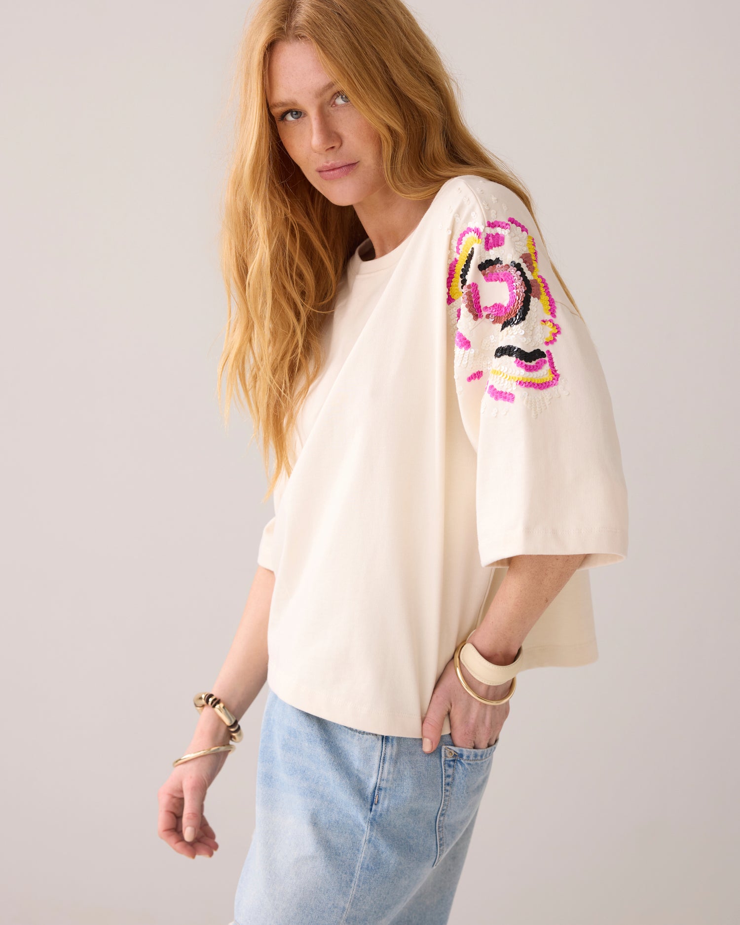 Handbestickter boxy Sweater