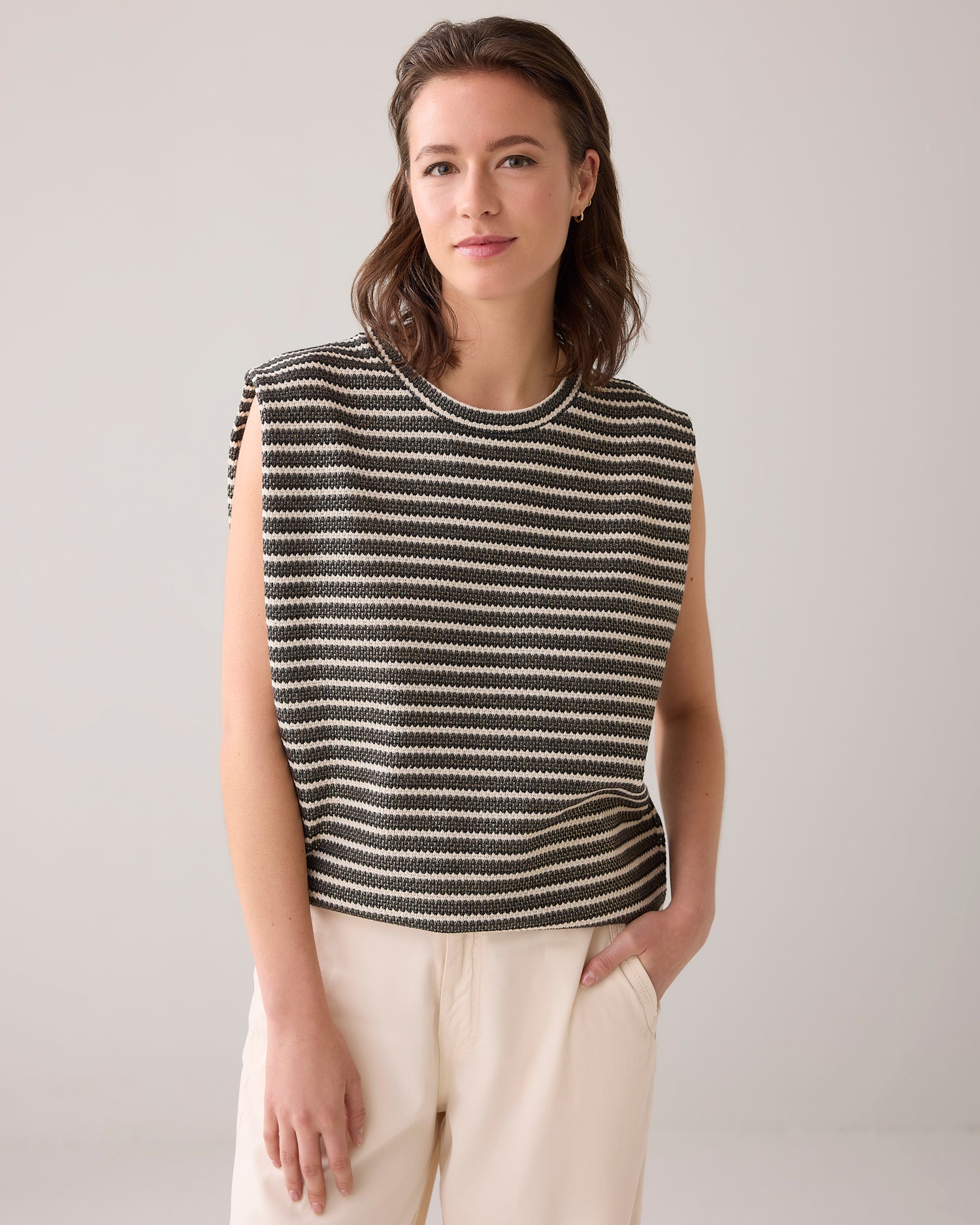 Striped top with foil coating