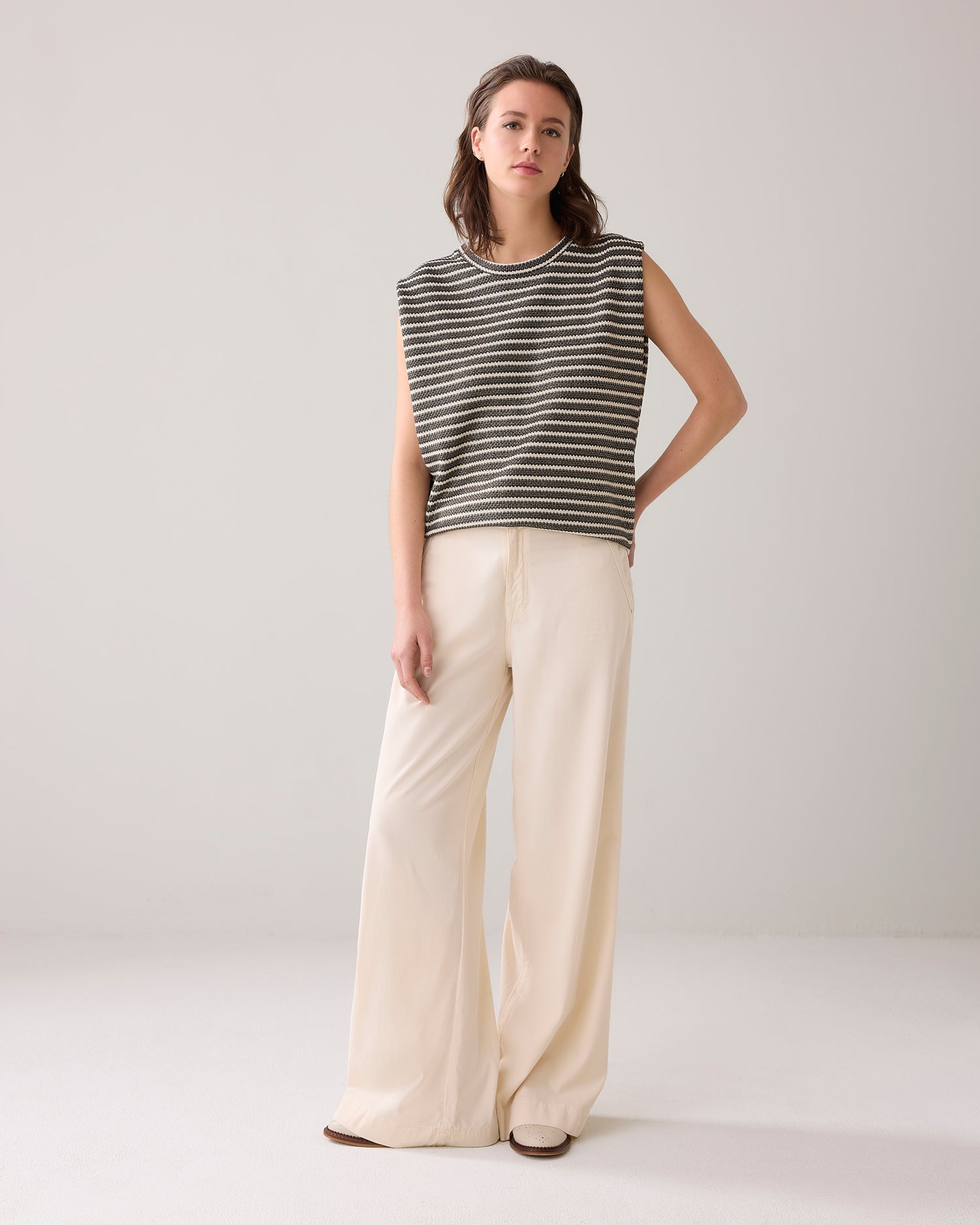 Striped top with foil coating