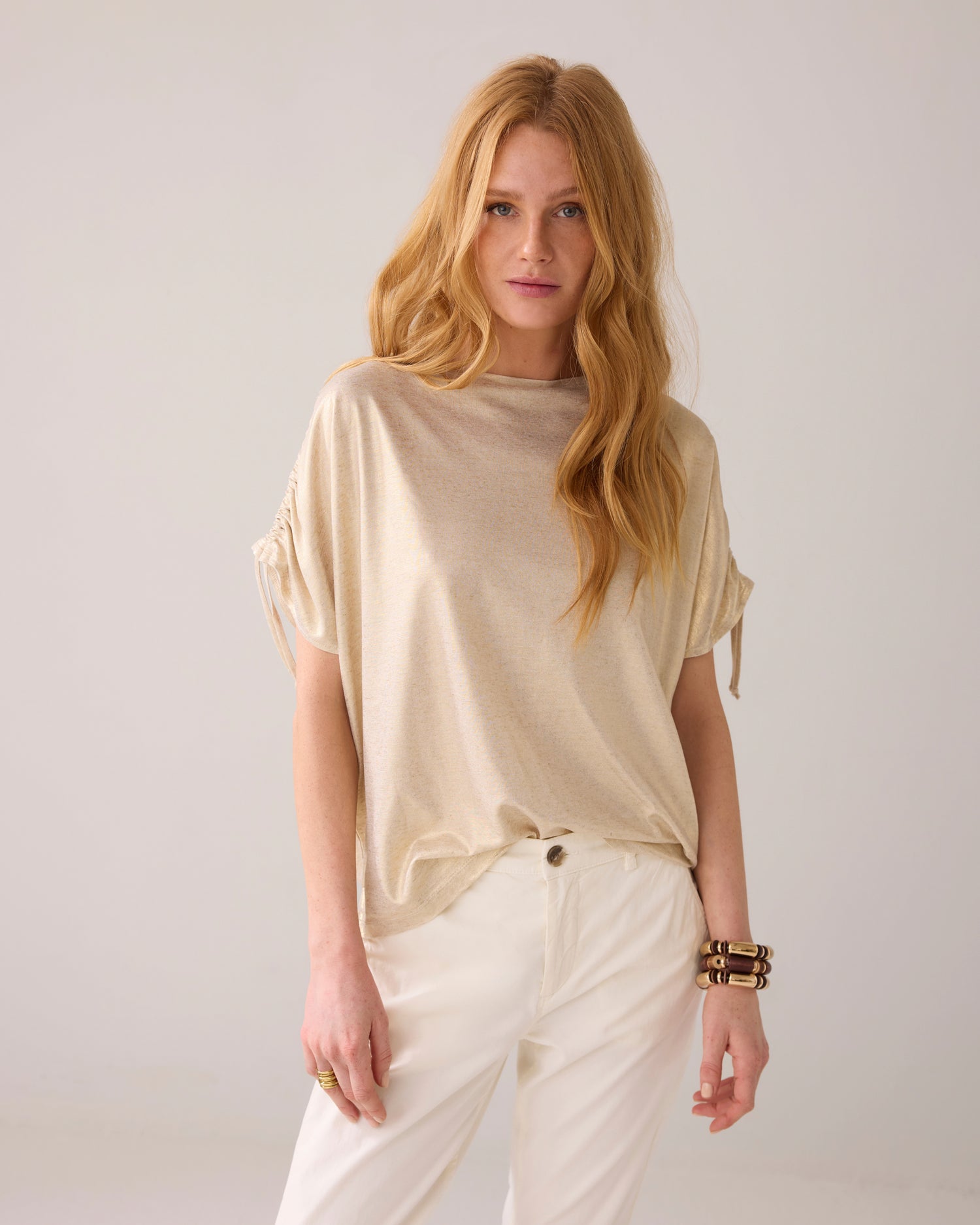 Boxy metallic top