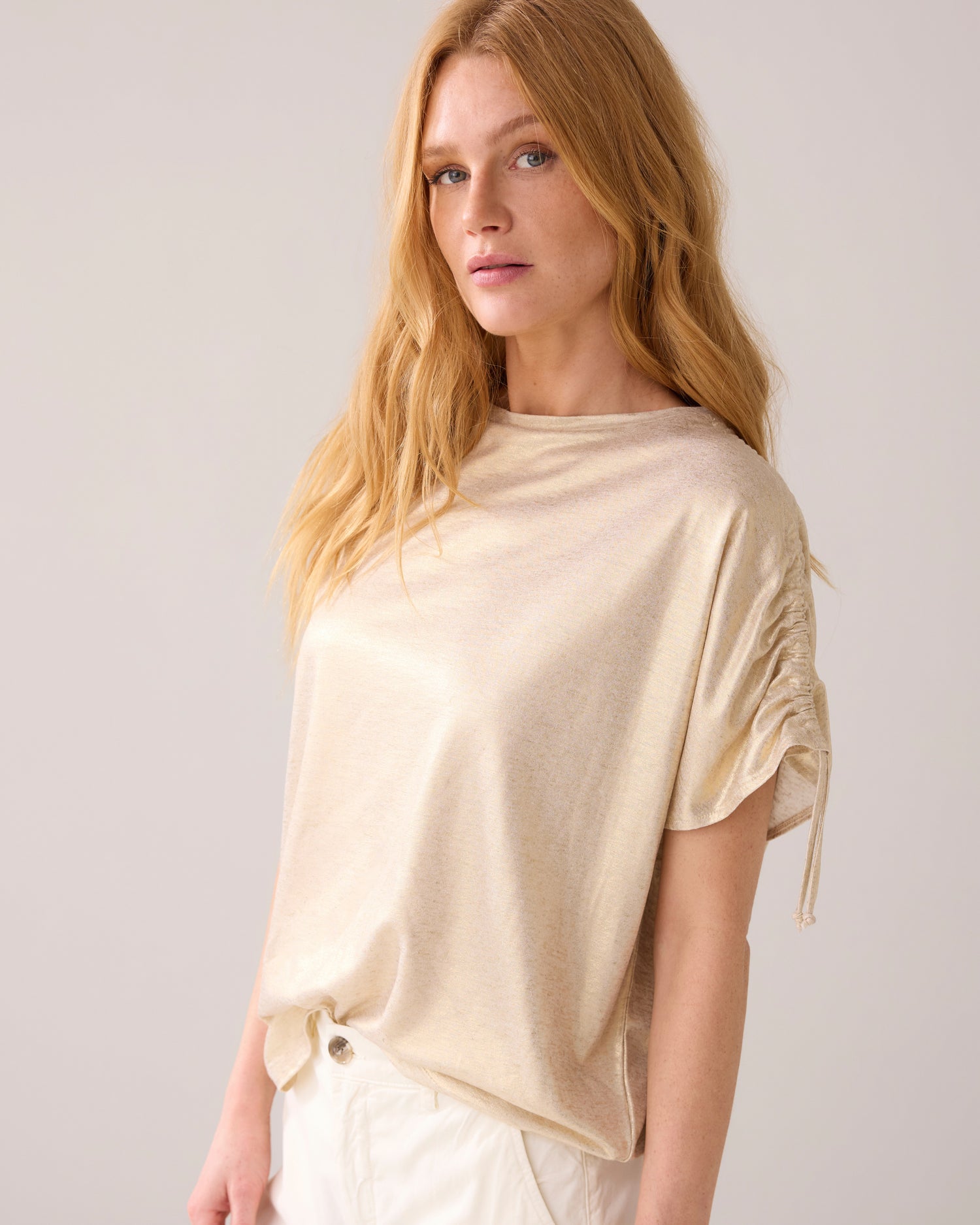 Boxy metallic top