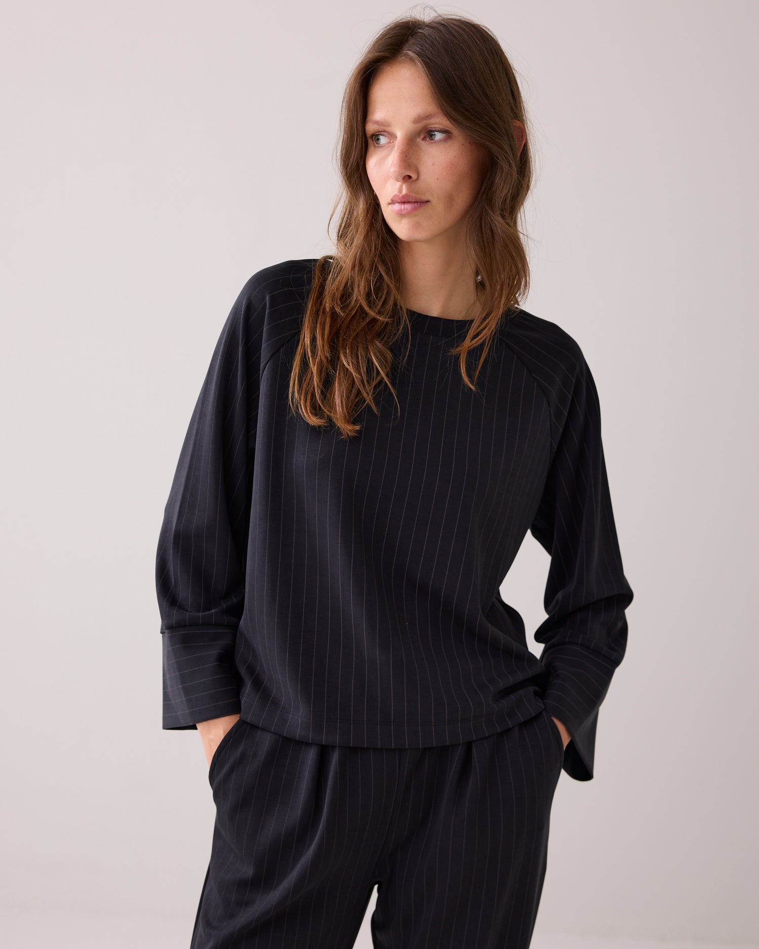 Soft scuba pinstripe top