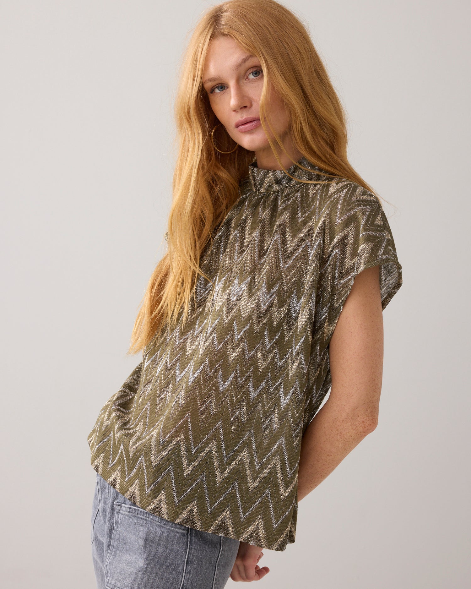 Boxy top Italiaans jacquard