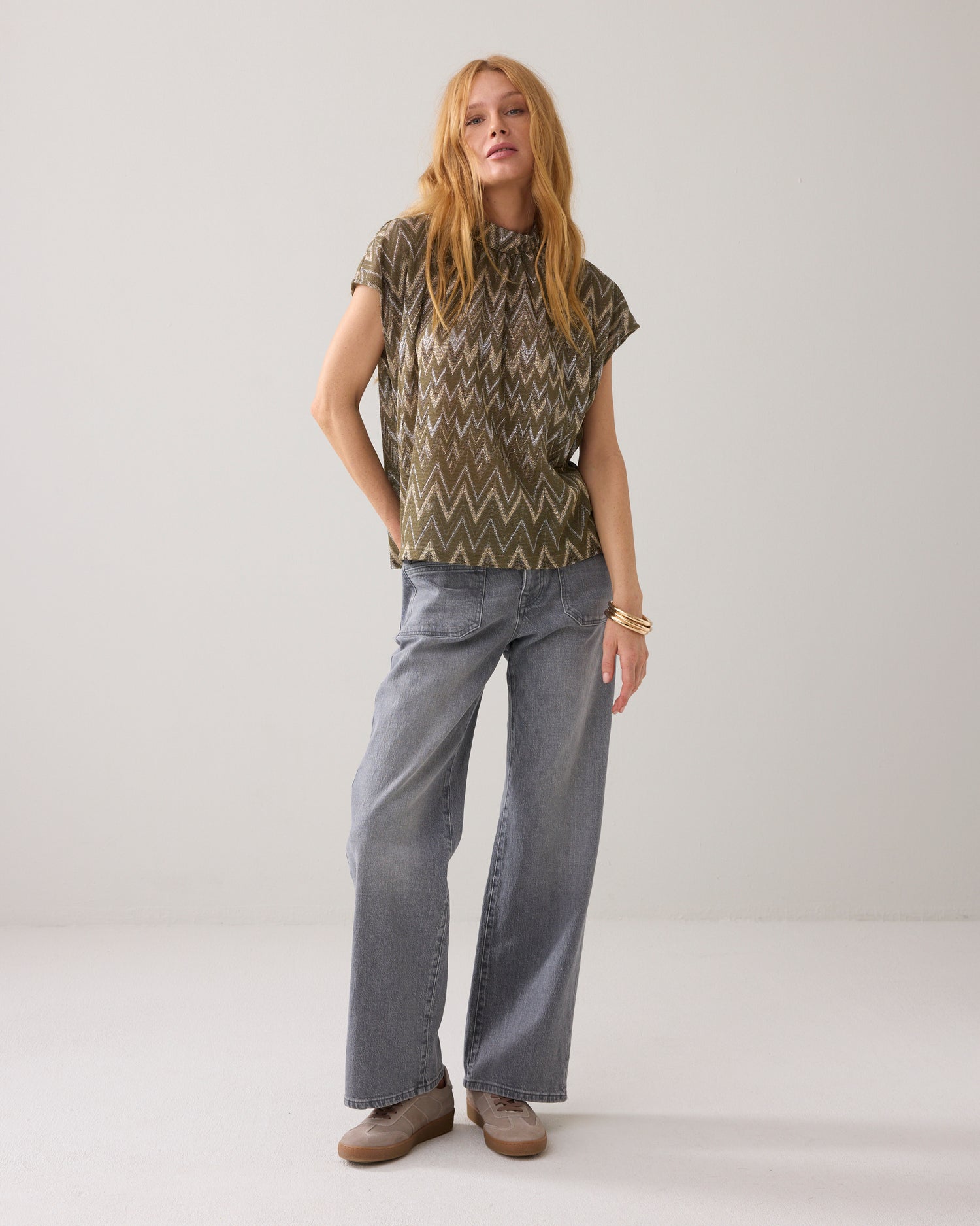 Boxy top Italiaans jacquard