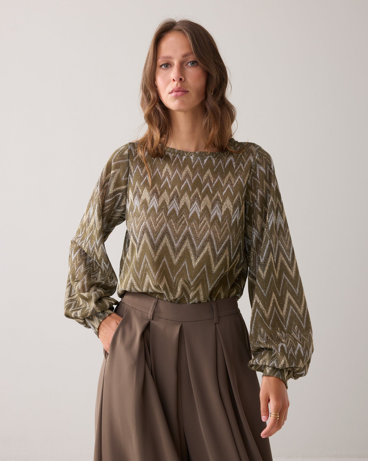 Regular fit top Italiaans jacquard