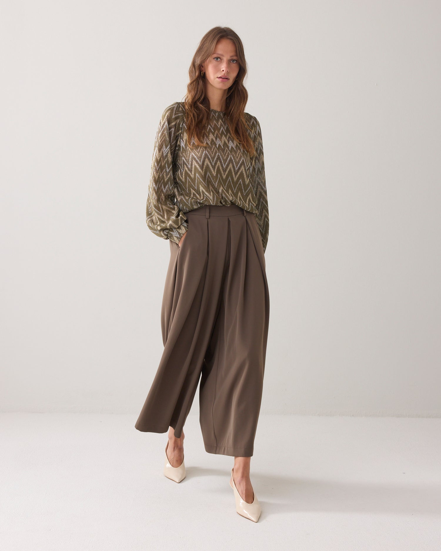 Regular fit top Italiaans jacquard