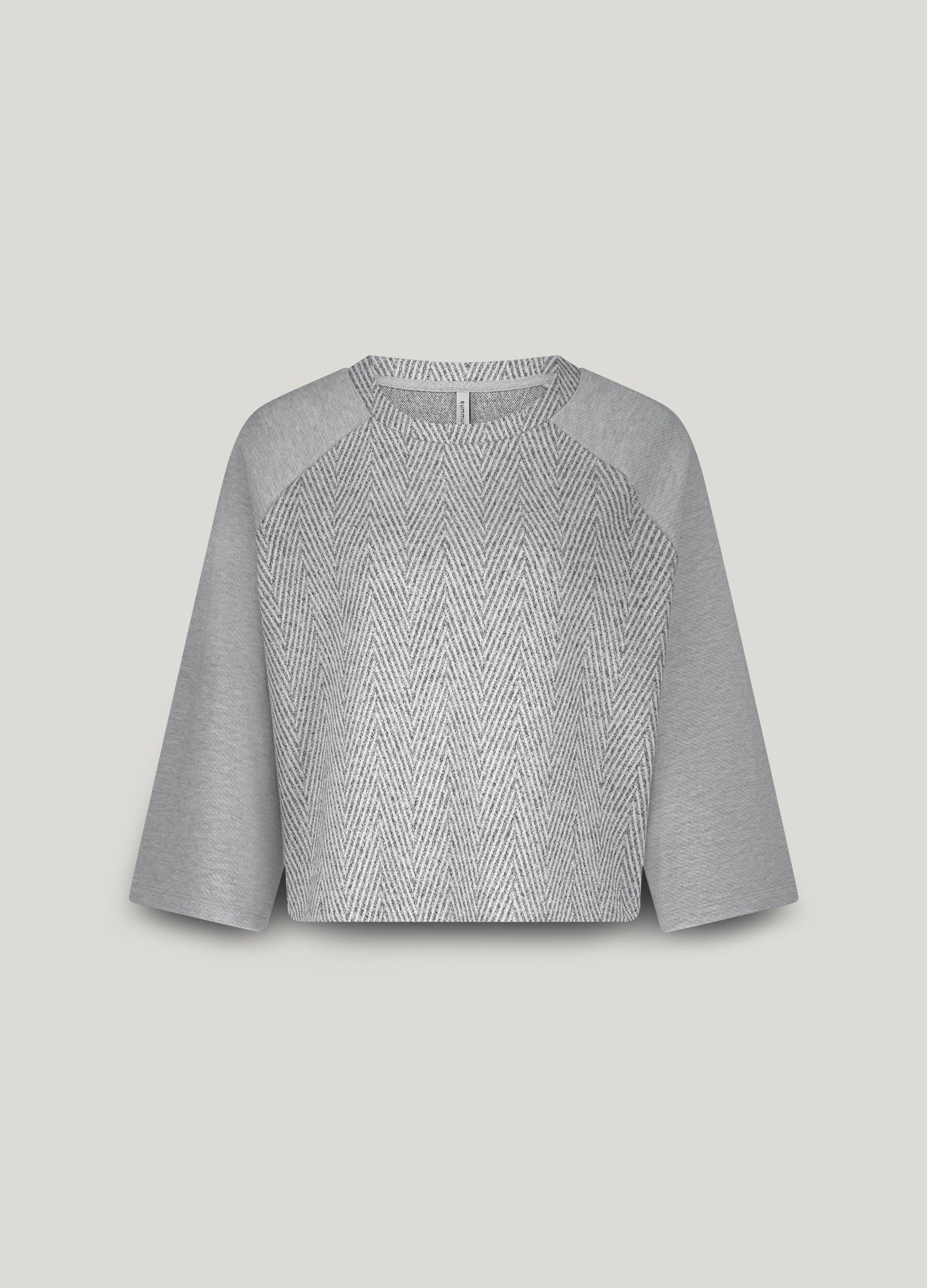 Boxy sweater met visgraat jacquard