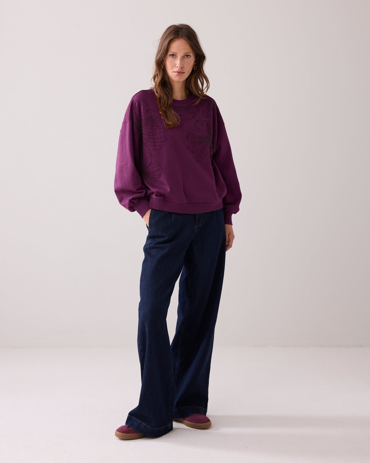 Oversized hand-embroidered jumper