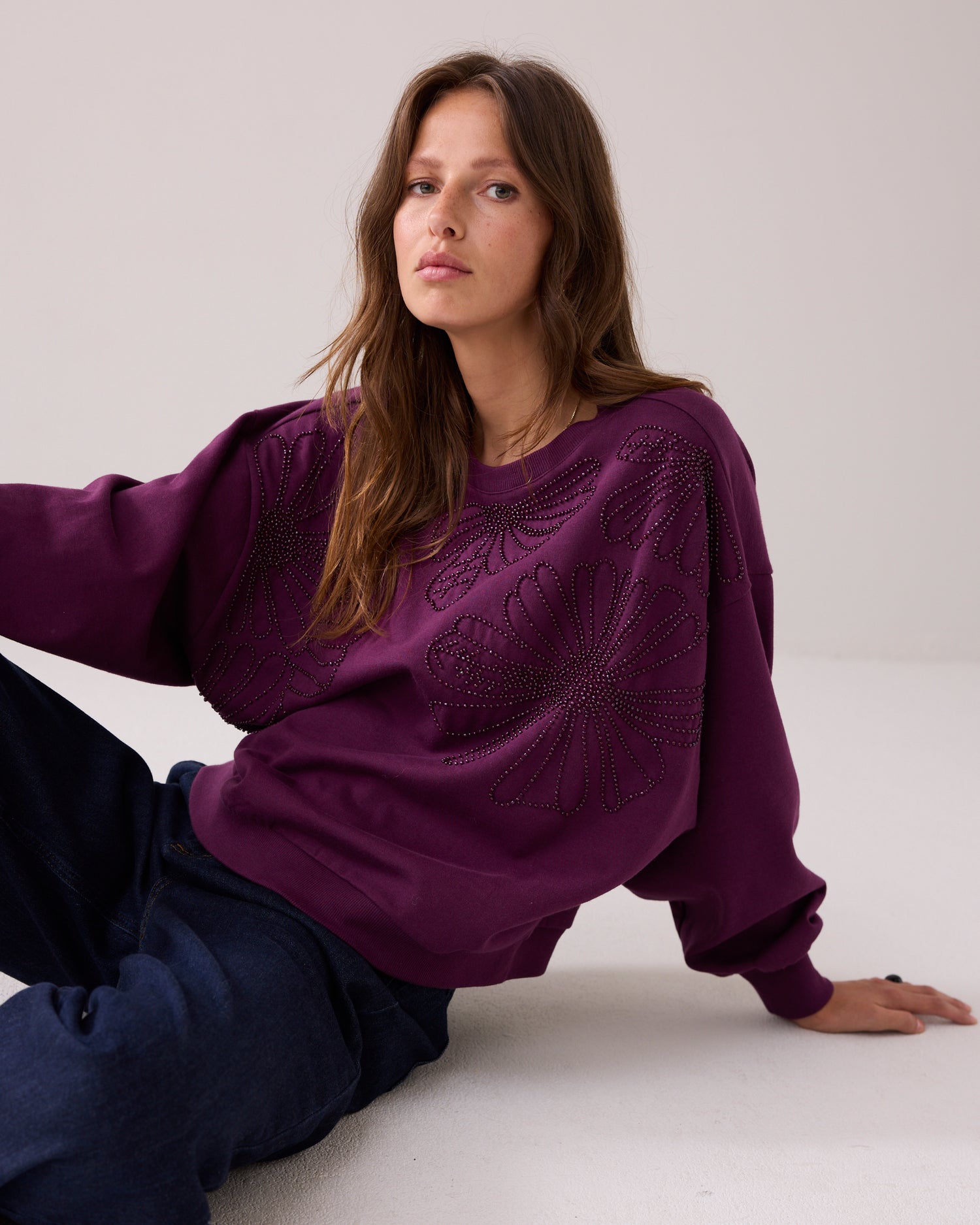 Oversized hand-embroidered jumper