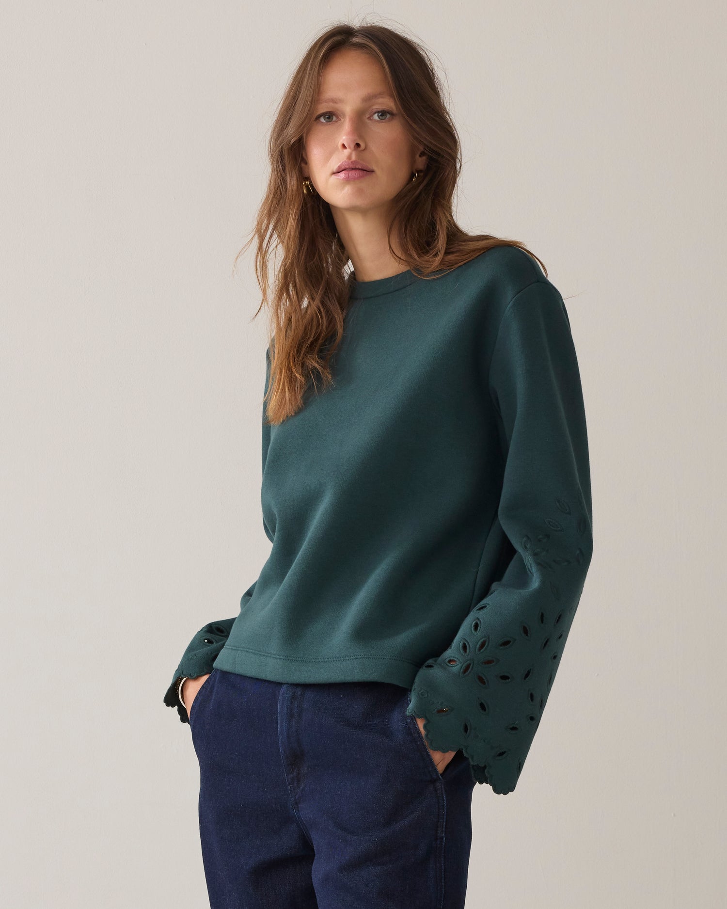 Jumper with flared sleeves