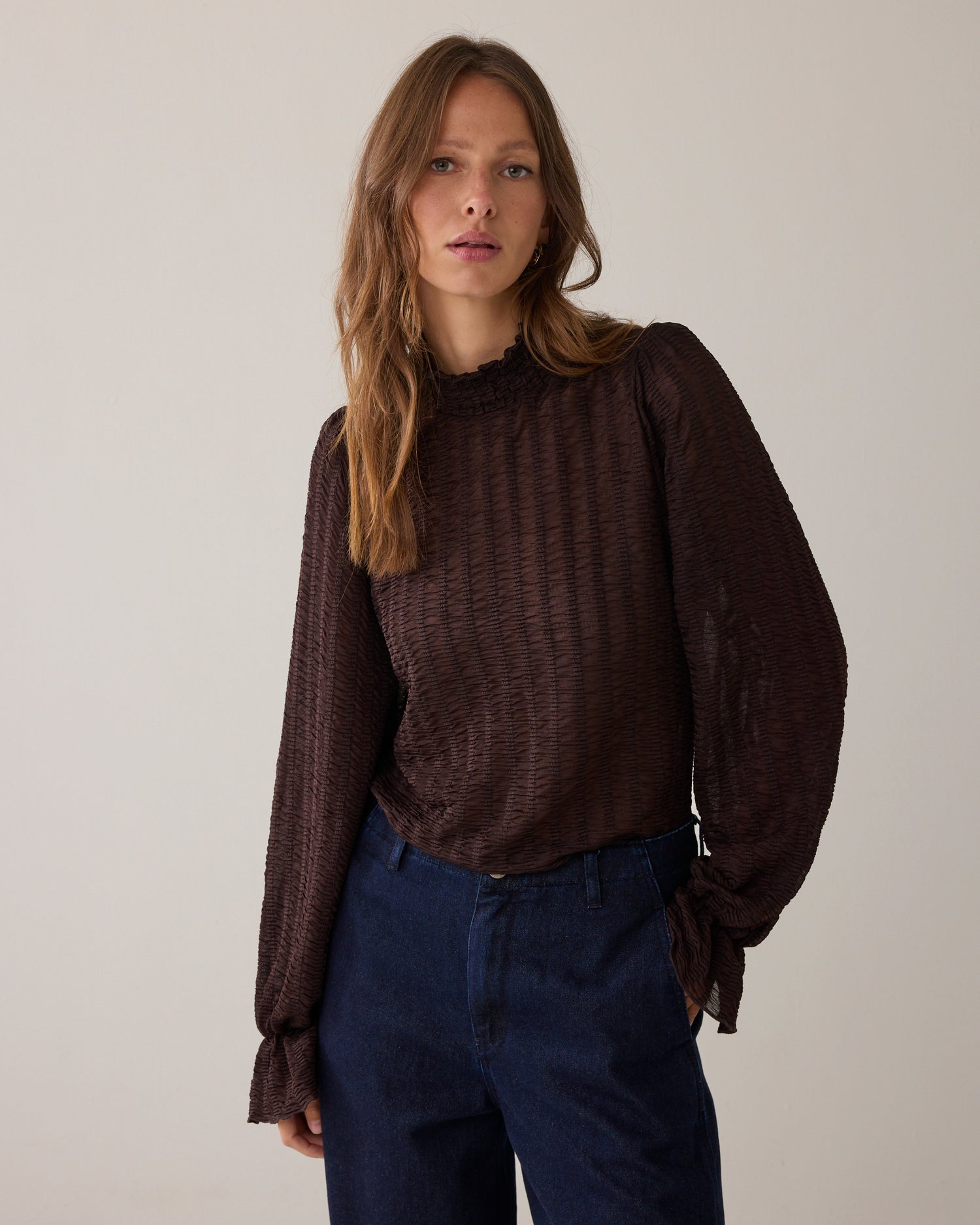 Mesh-Oberteil mit Streifen