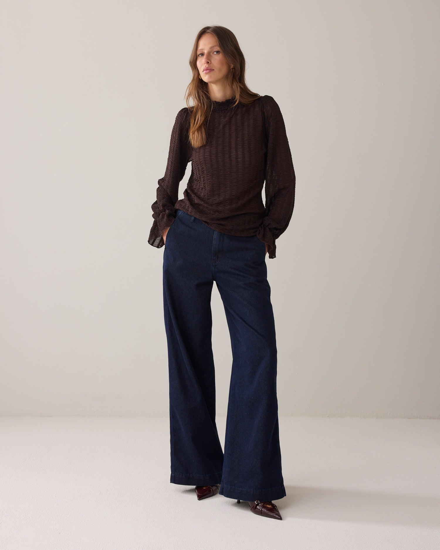 Mesh-Oberteil mit Streifen